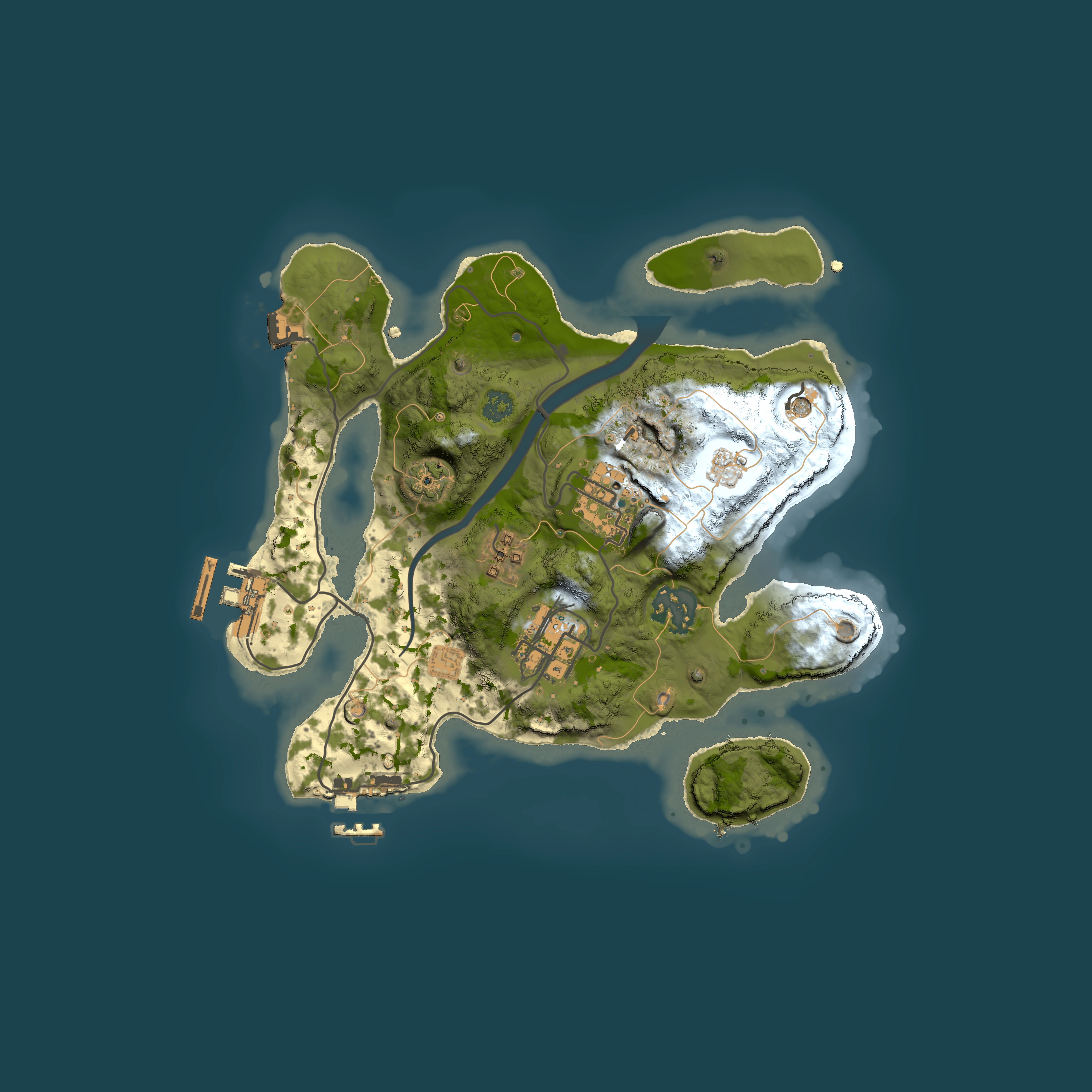 Full top-down render of Rust map seed 988101516, 2500x2500m