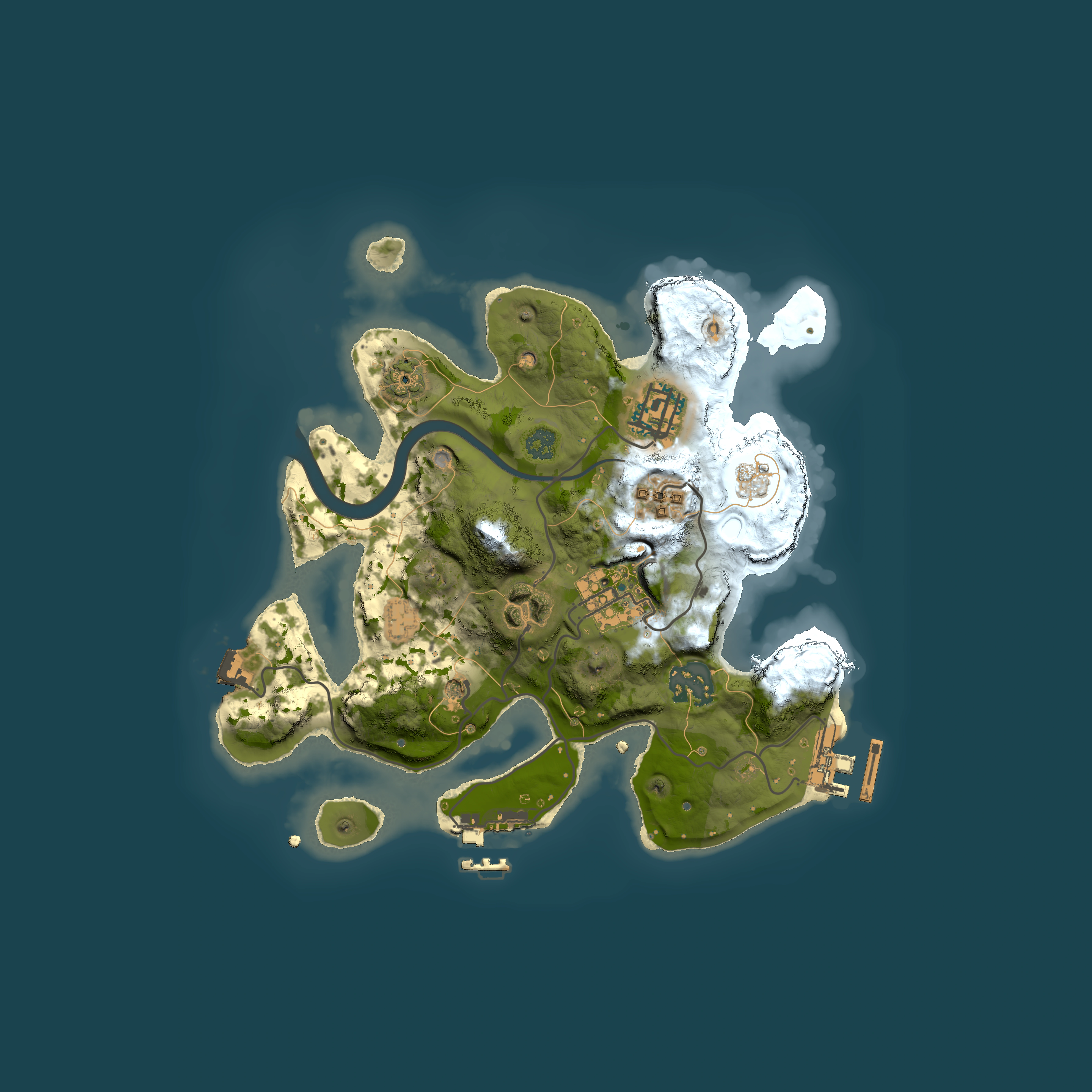 Full top-down render of Rust map seed 153036333, 2500x2500m