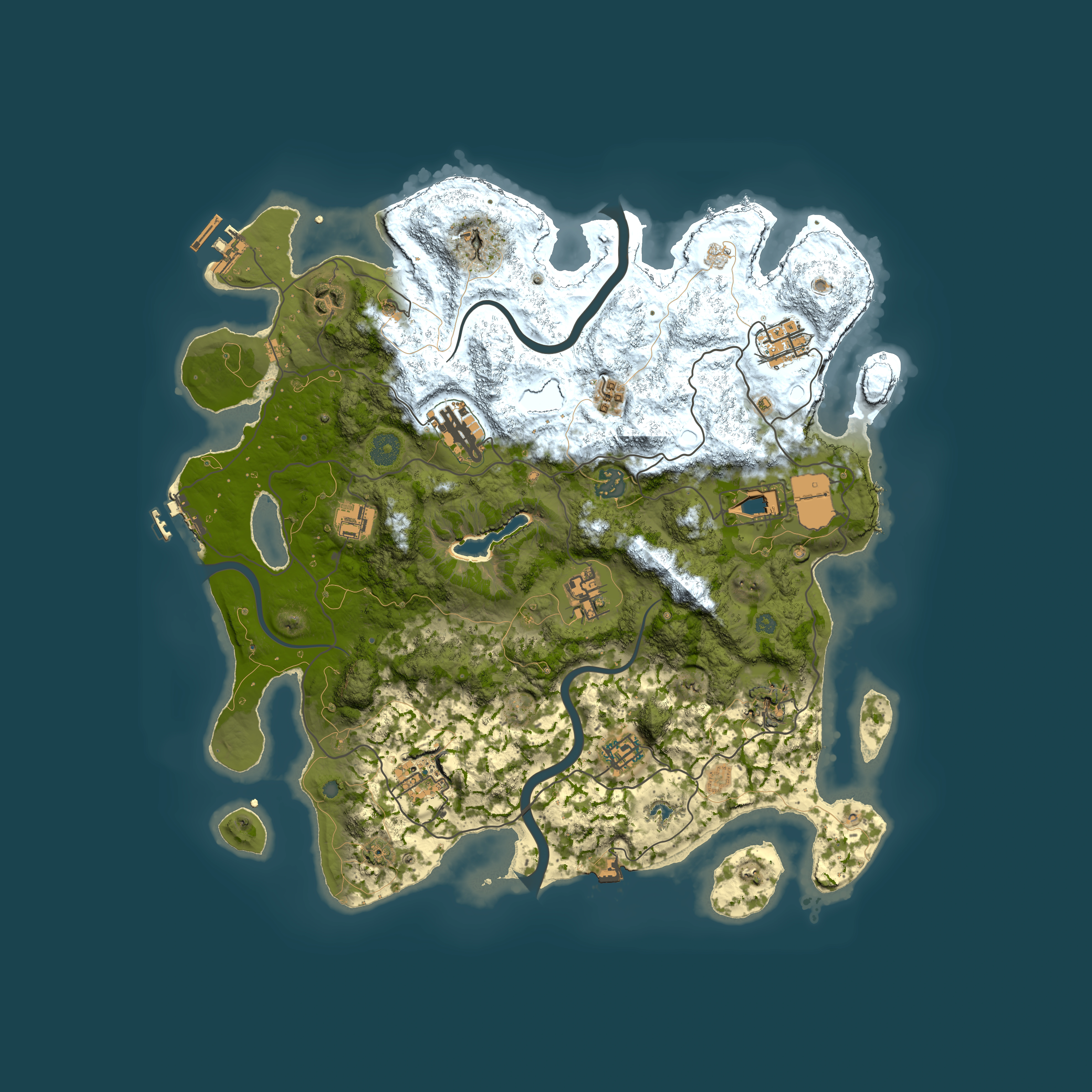 Full top-down render of Rust map seed 2108457257, 4000x4000m