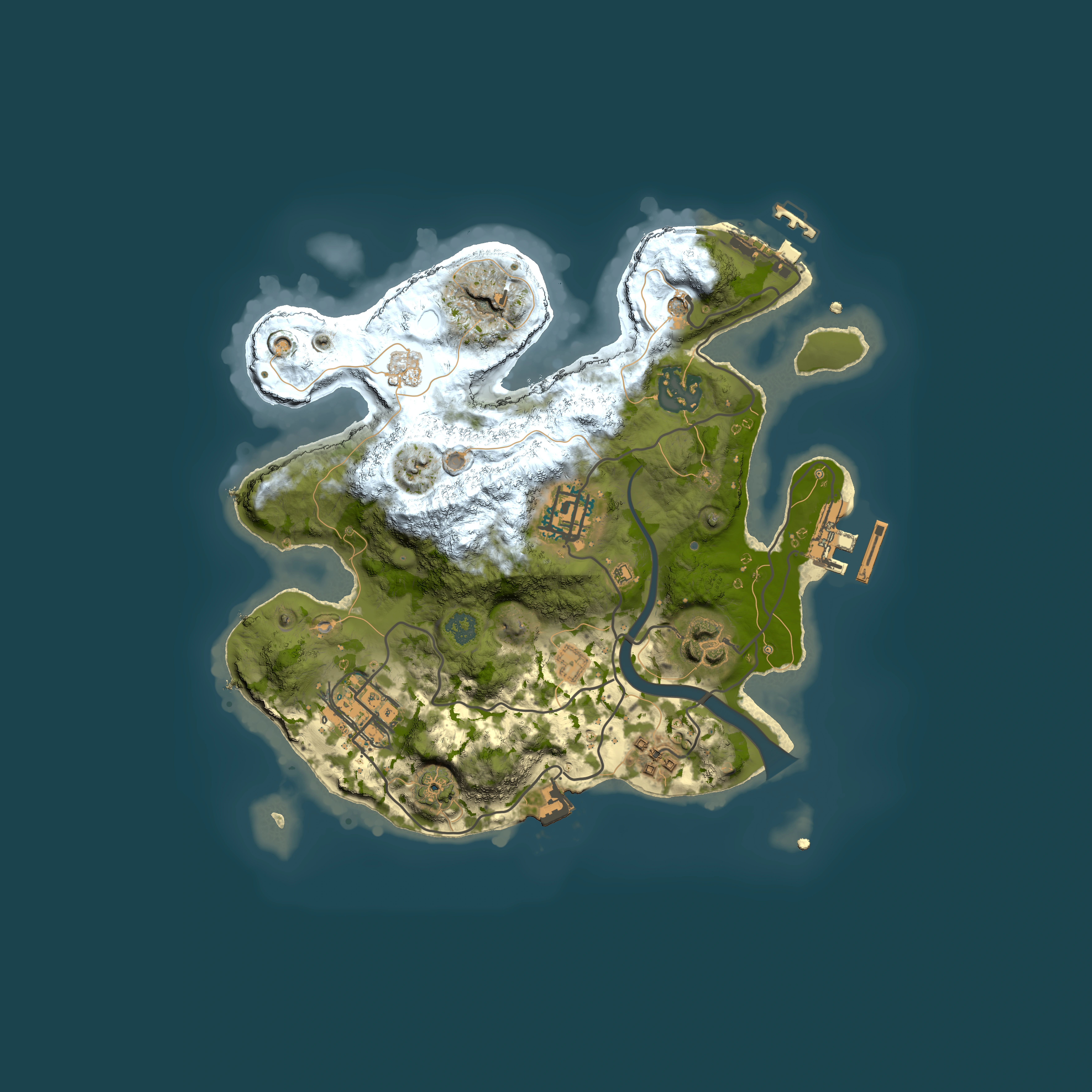Full top-down render of Rust map seed 1455524126, 2500x2500m