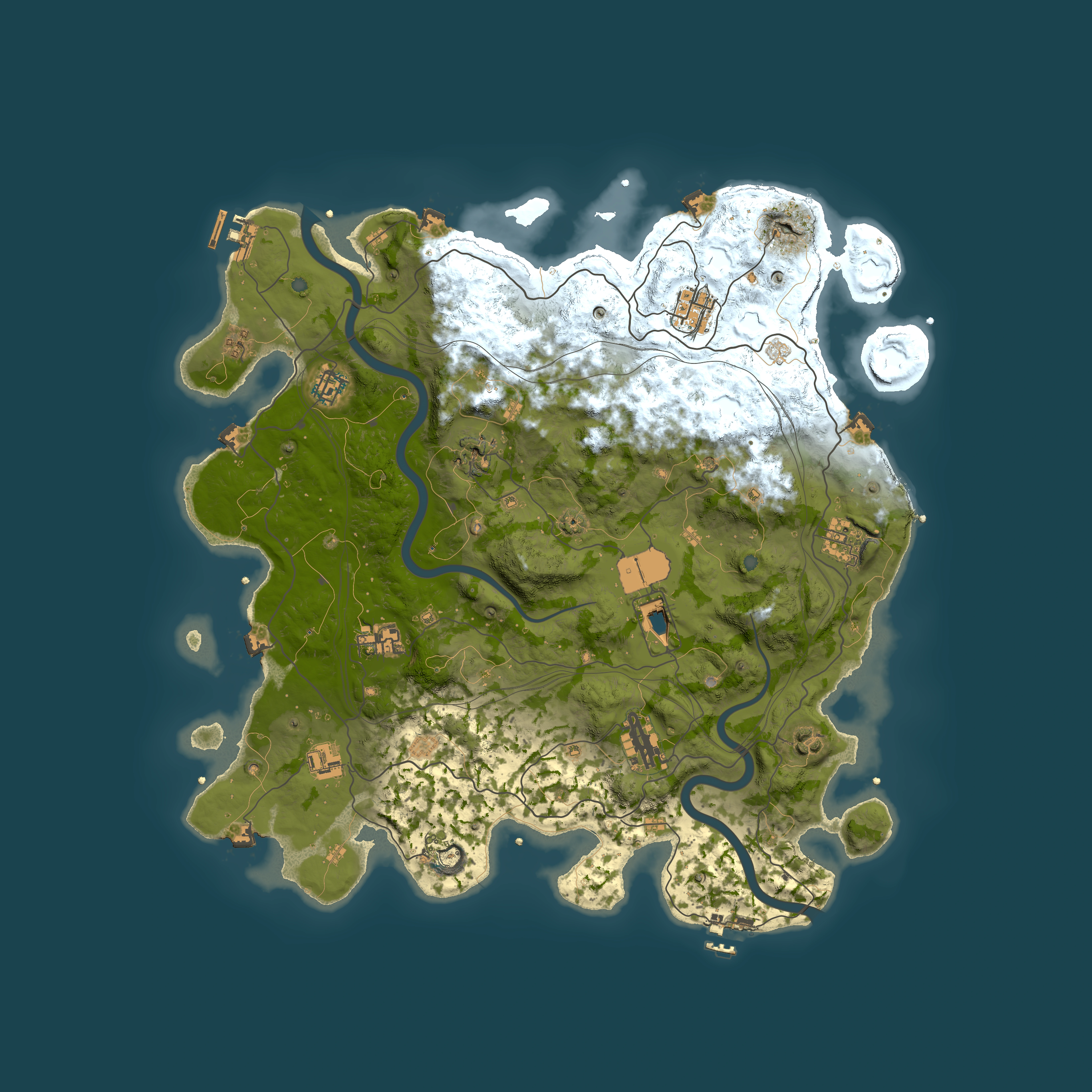 Full top-down render of Rust map seed 888614909, 4299x4299m