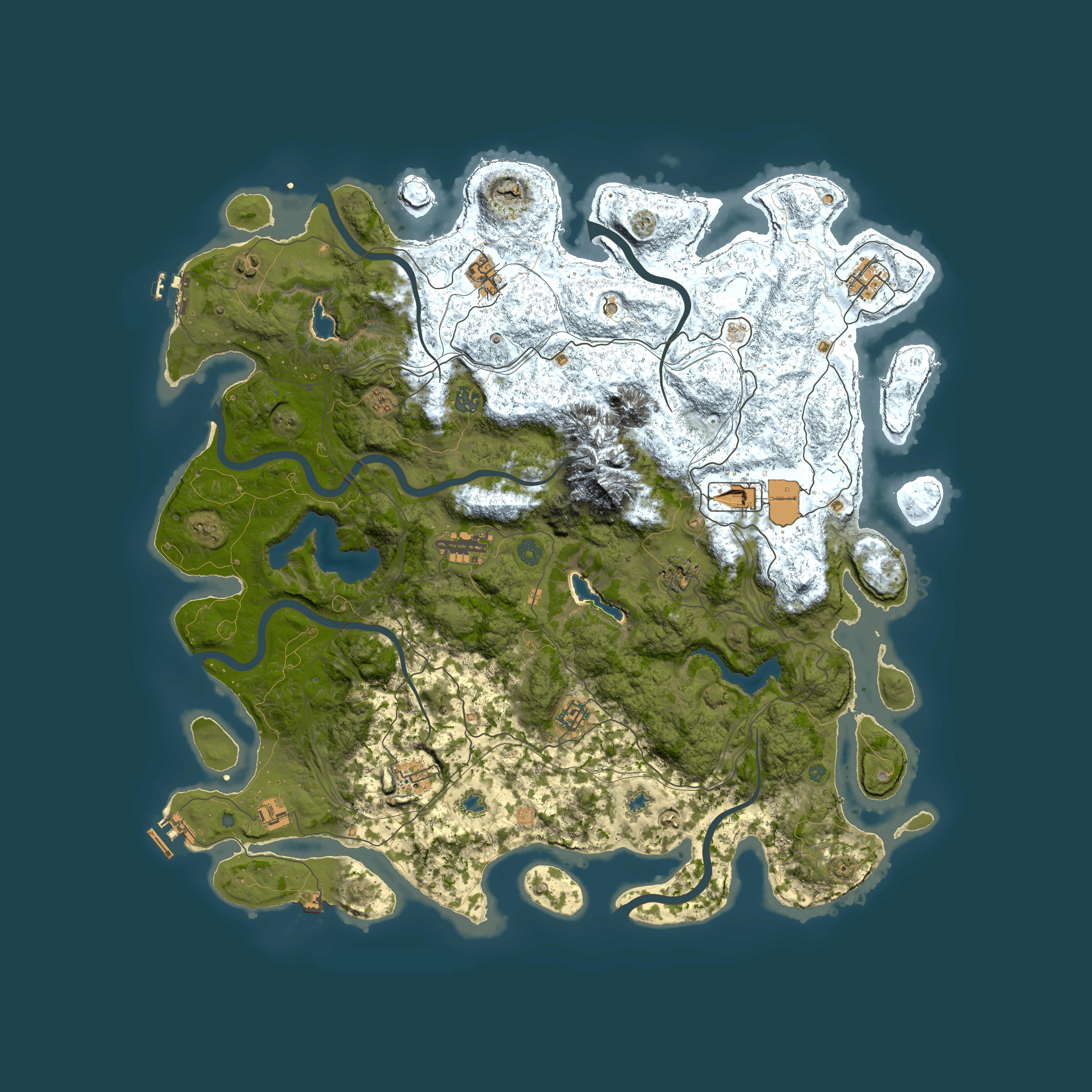 Full top-down render of Rust map seed 452127347, 5000x5000m