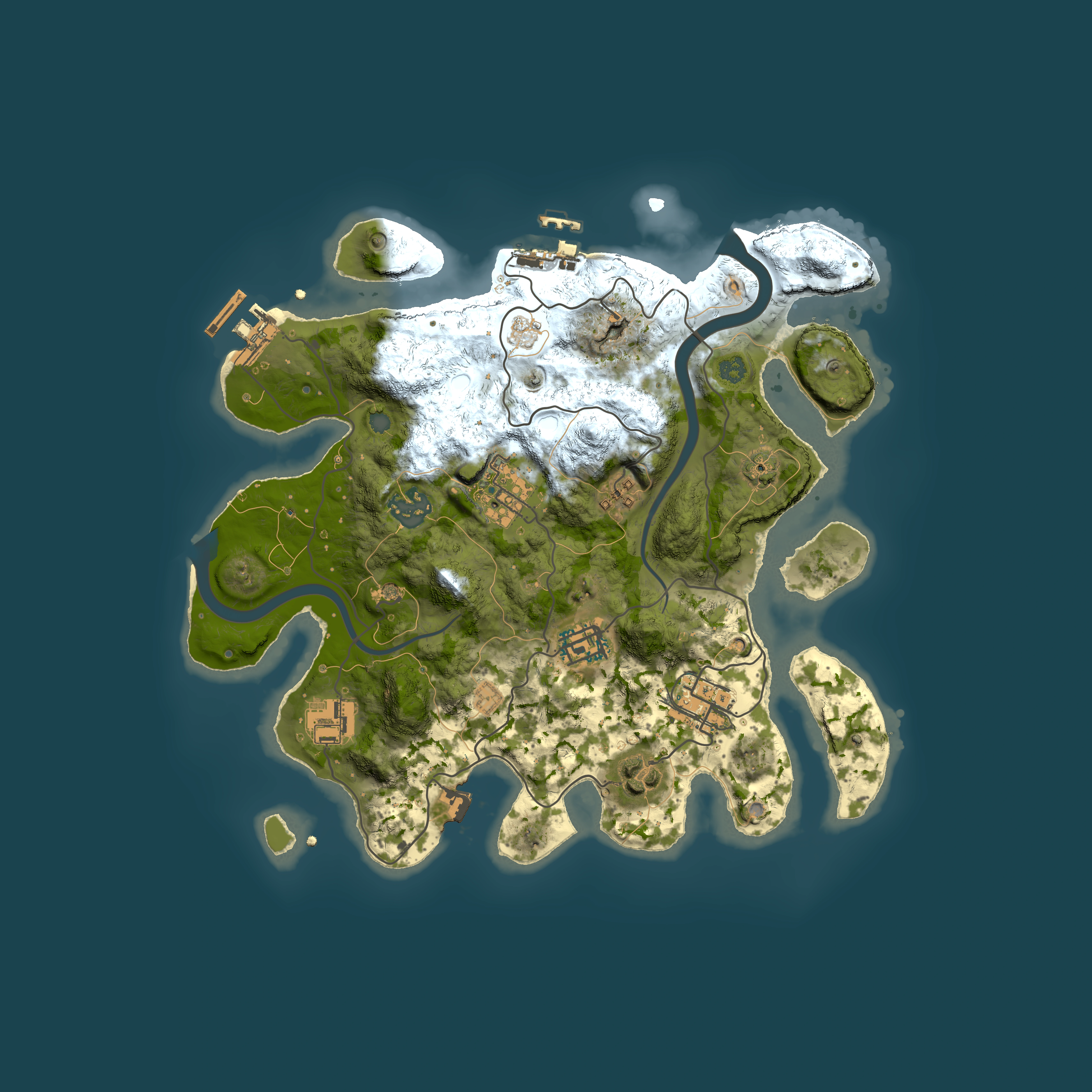 Full top-down render of Rust map seed 1167708293, 3000x3000m