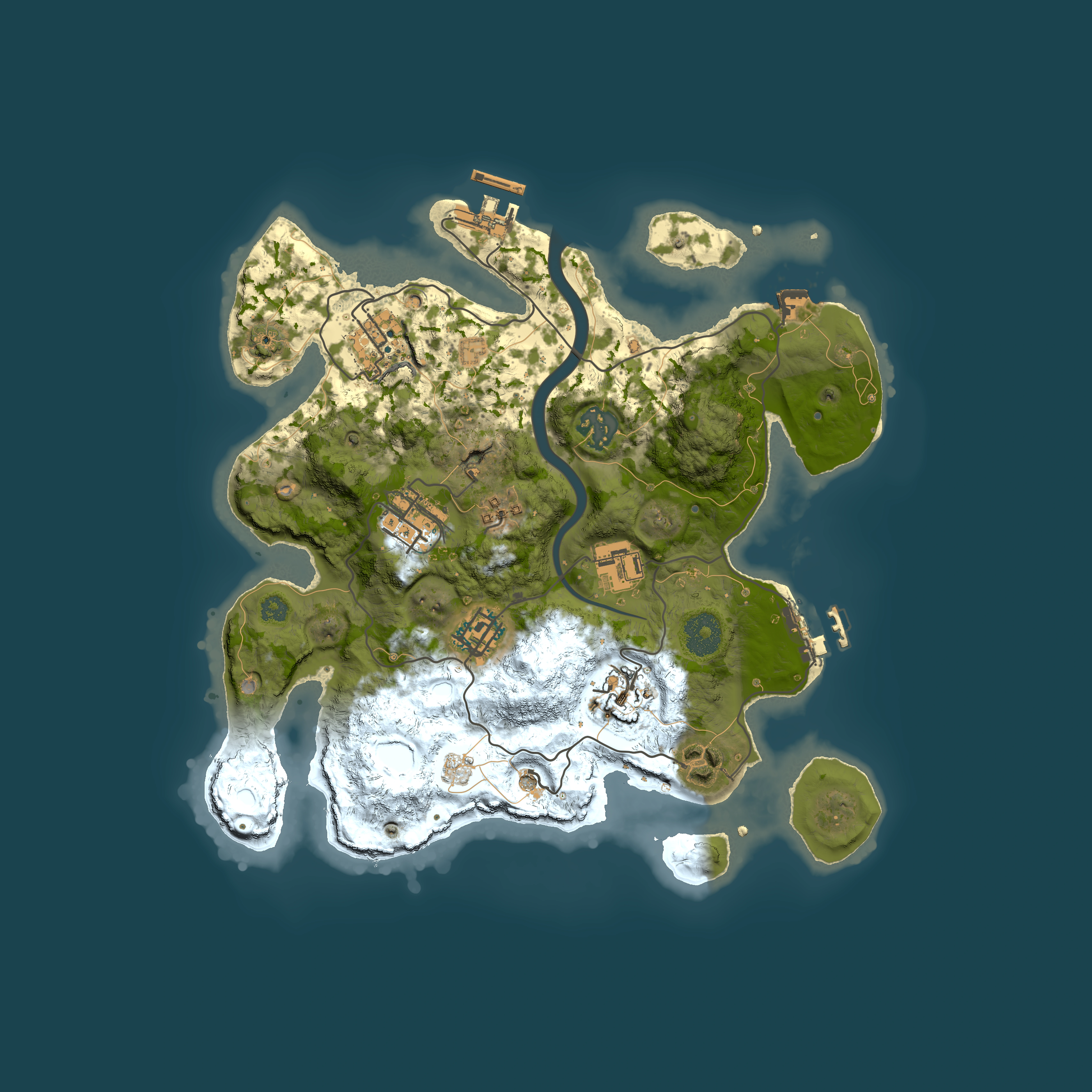 Full top-down render of Rust map seed 2053510510, 3000x3000m