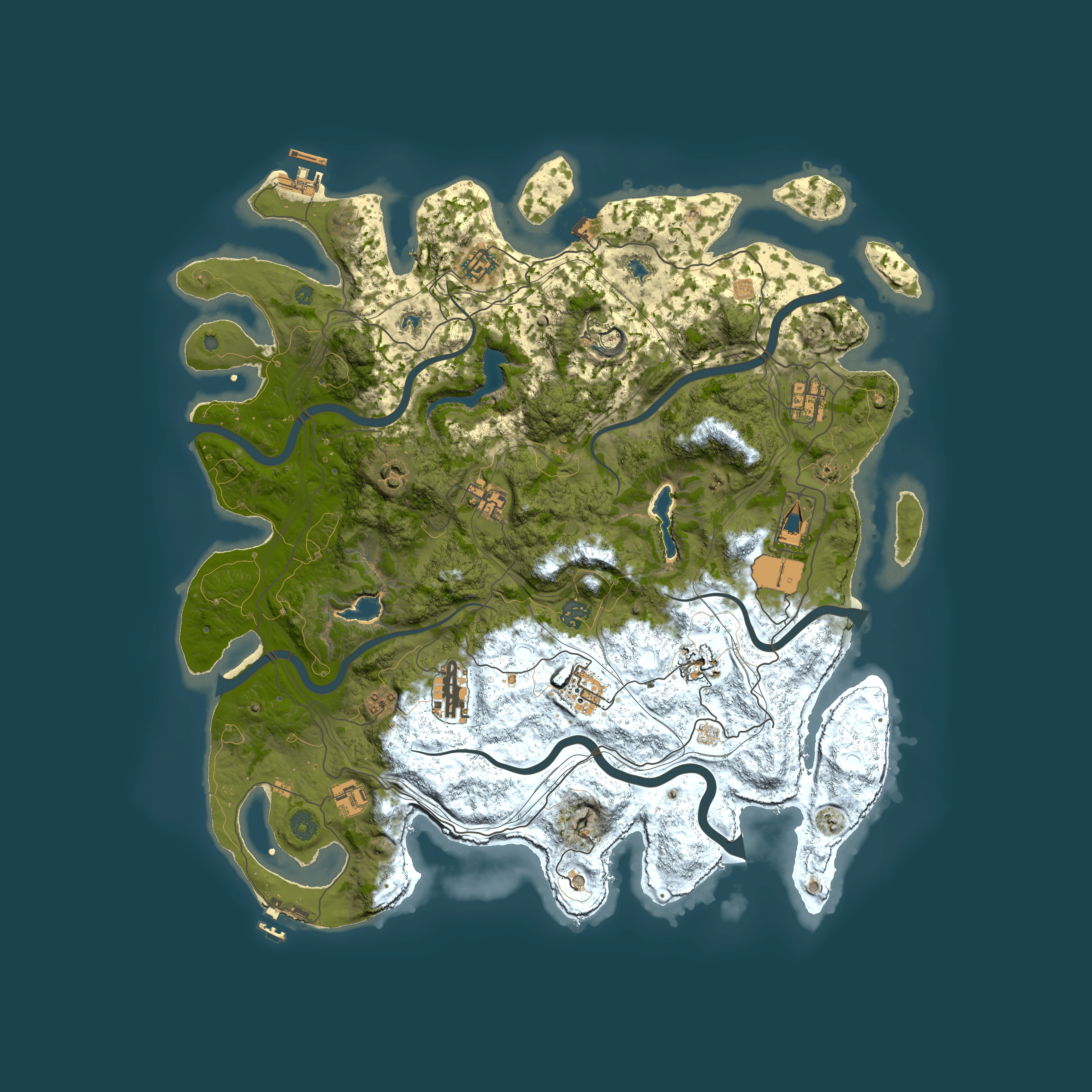 Full top-down render of Rust map seed 190932700, 4500x4500m