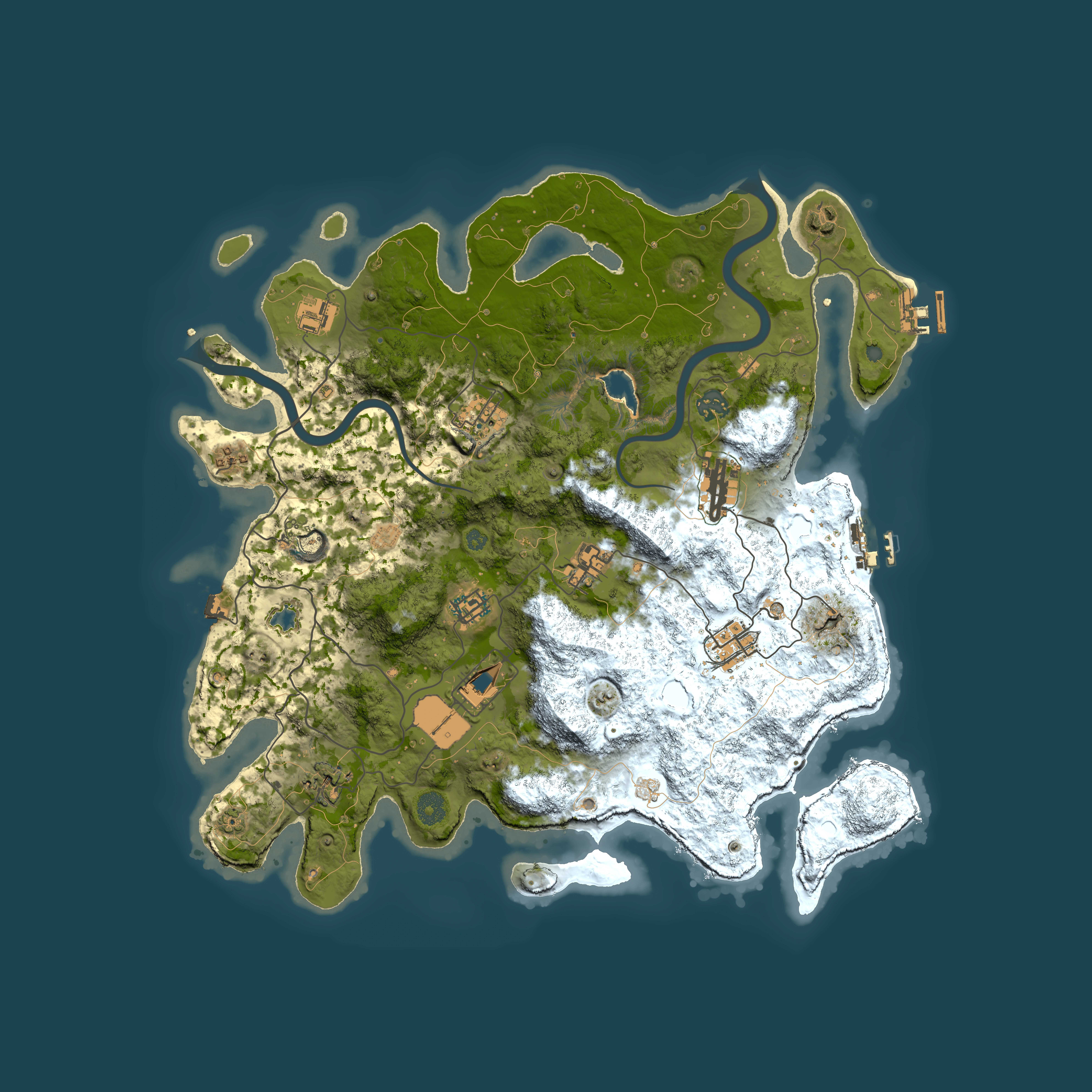Full top-down render of Rust map seed 1247748542, 4000x4000m