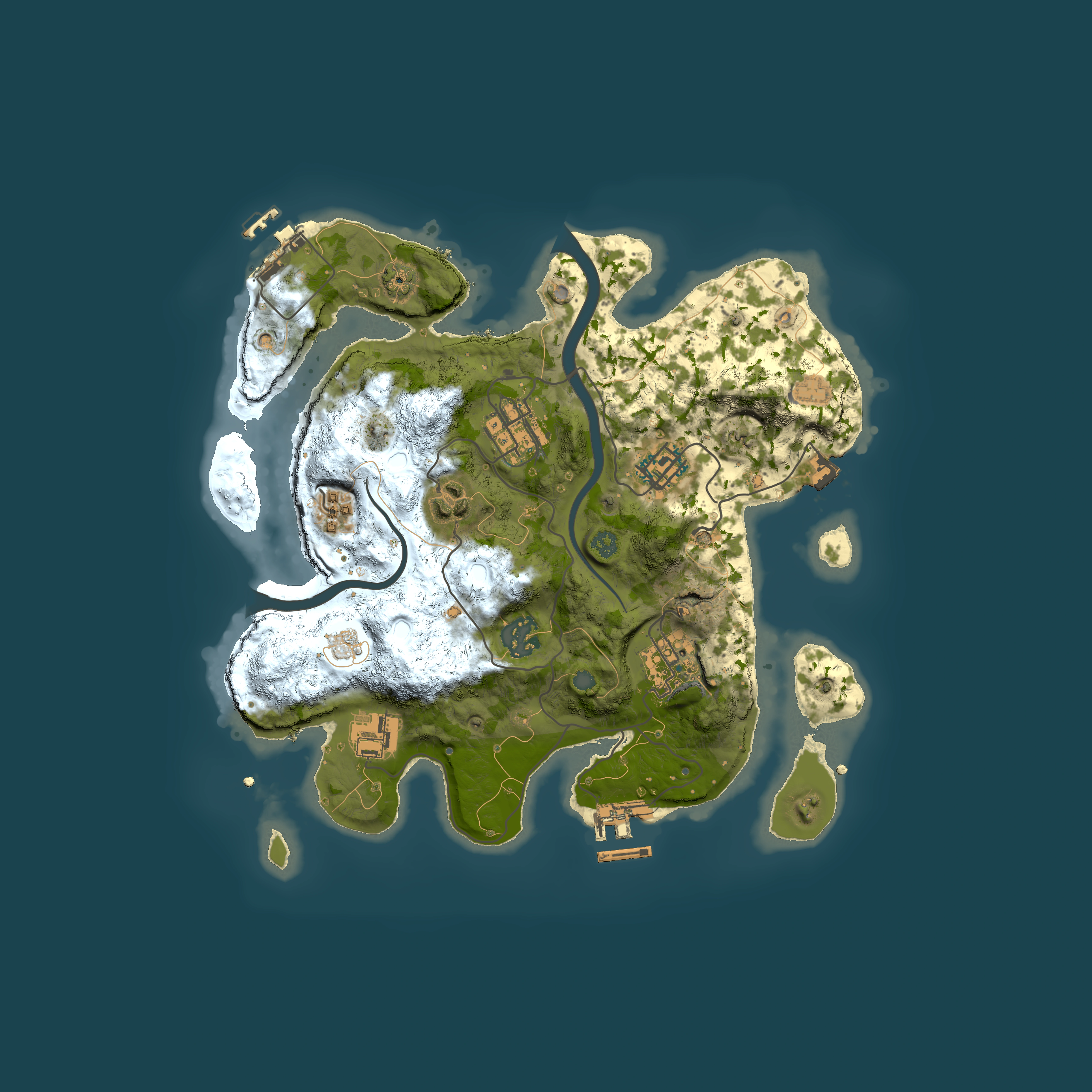 Full top-down render of Rust map seed 1482165742, 3000x3000m