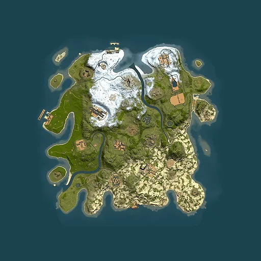 Rust map seed 443874379, 3500x3500m top-down preview