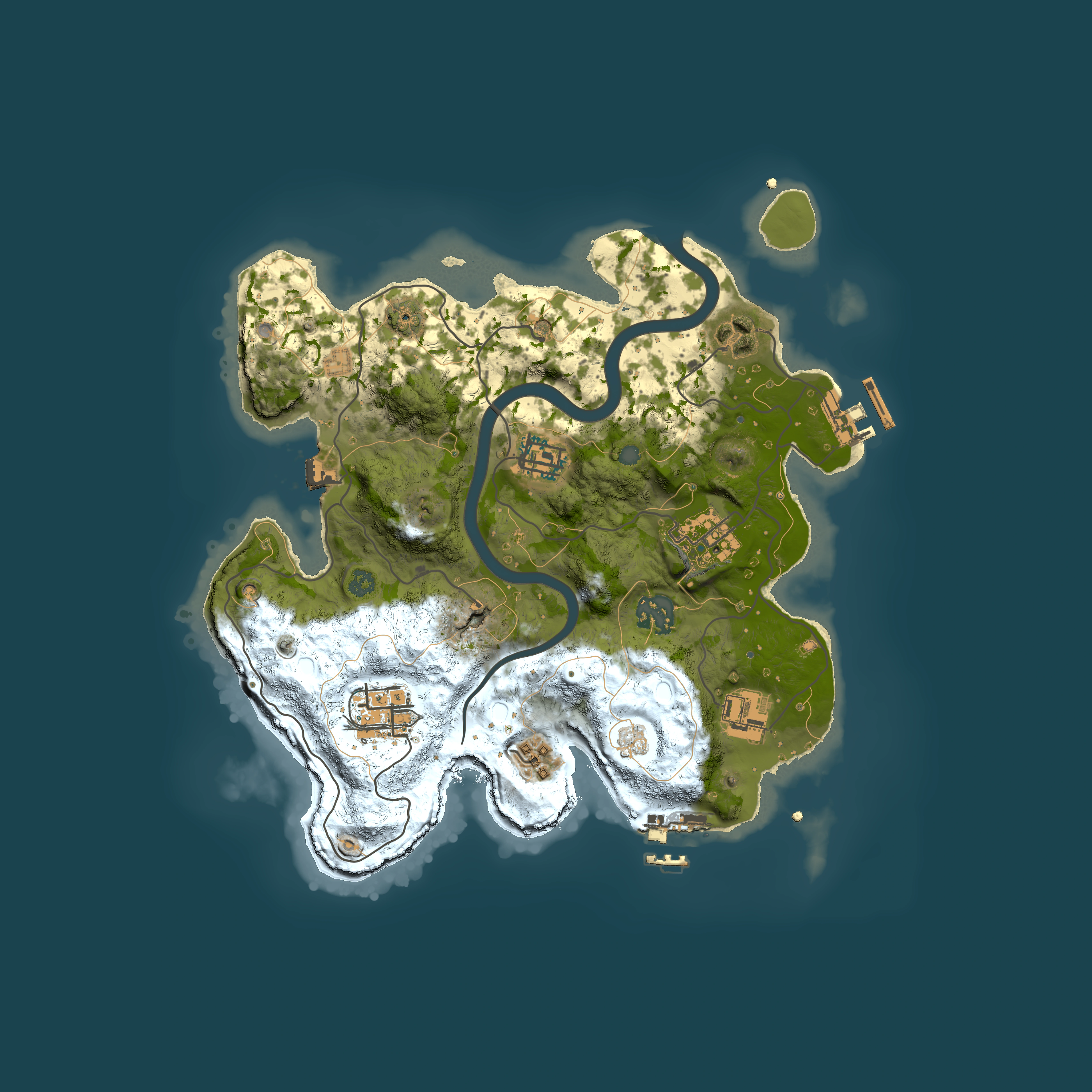 Full top-down render of Rust map seed 1285275253, 3000x3000m