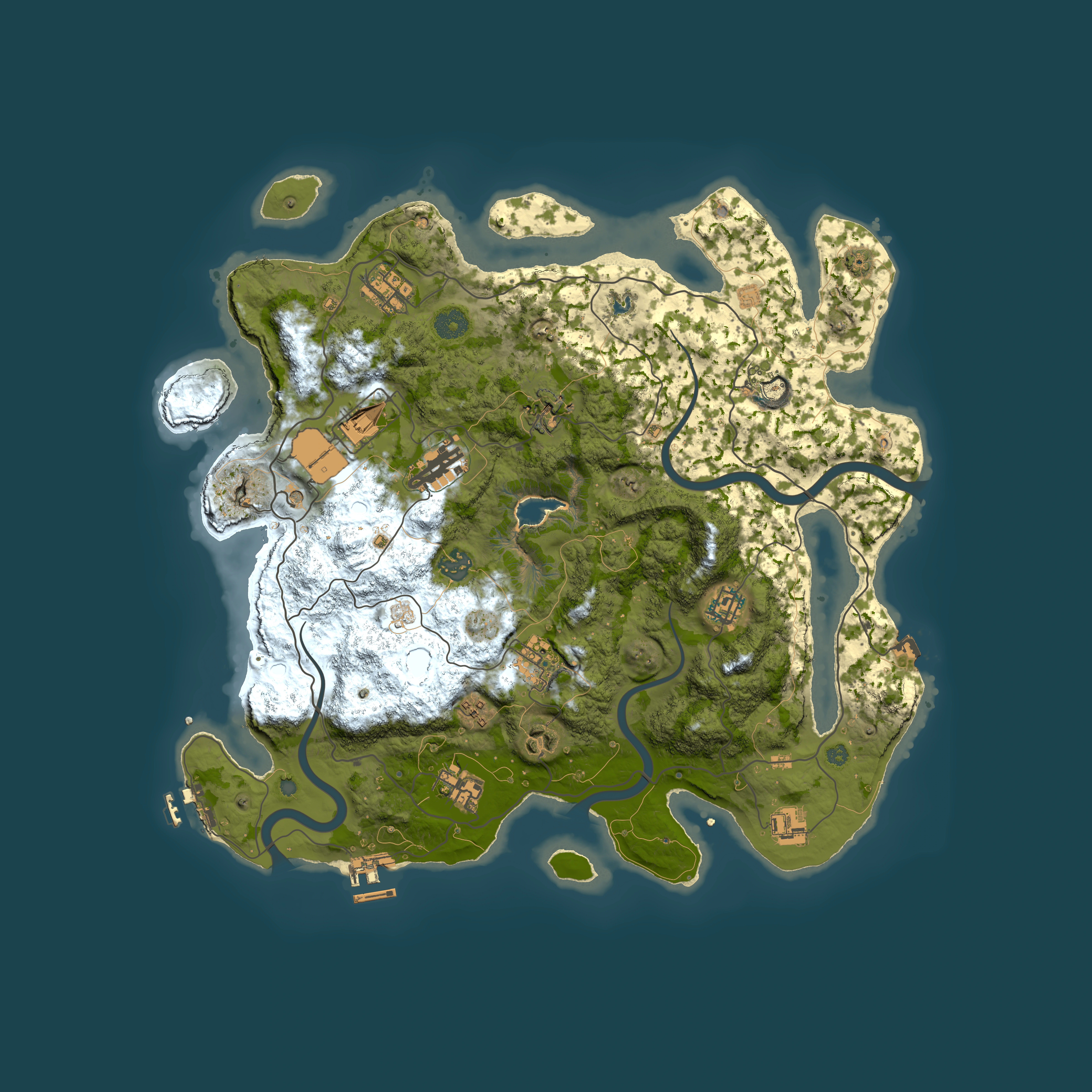 Full top-down render of Rust map seed 545313382, 4000x4000m