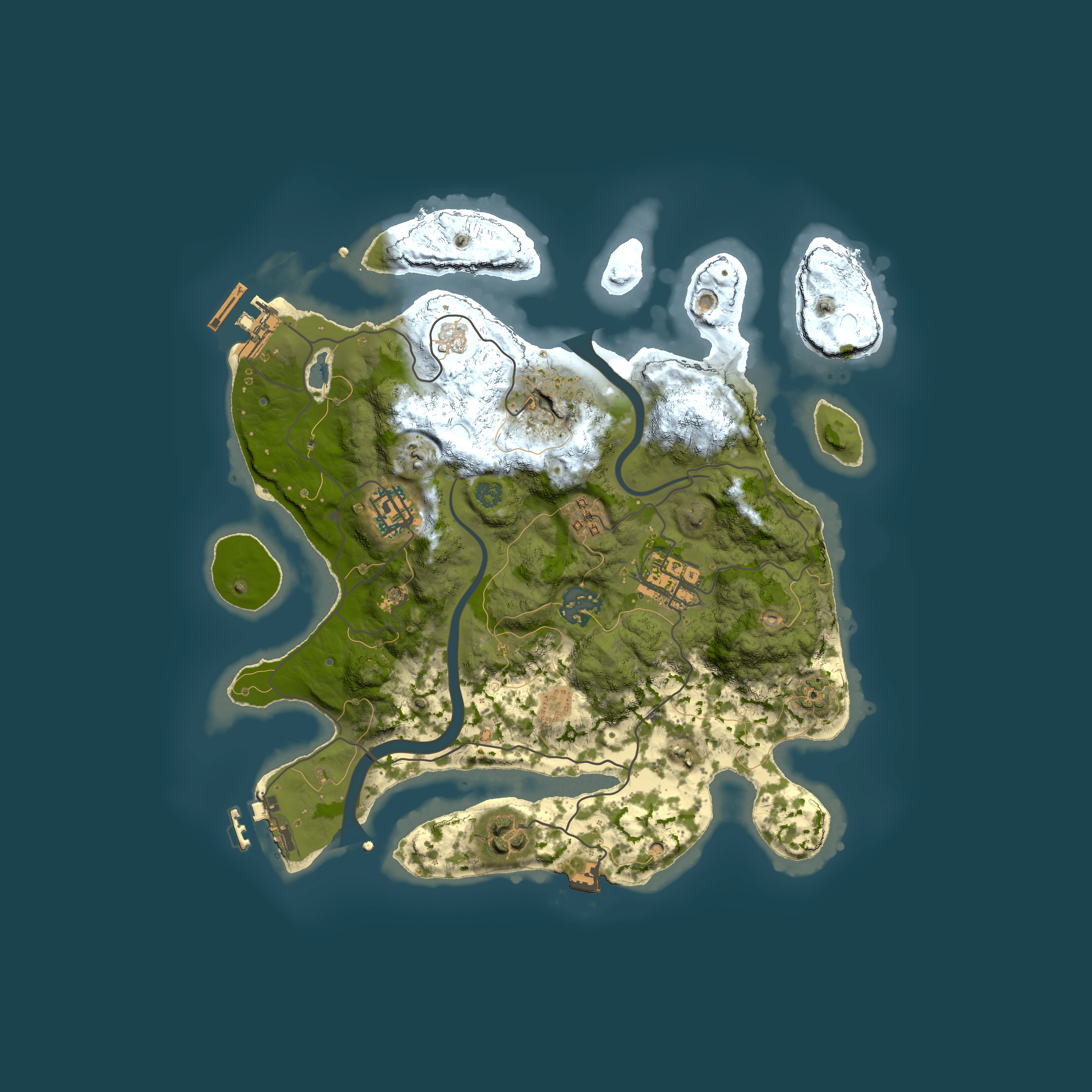 Full top-down render of Rust map seed 253223605, 3000x3000m