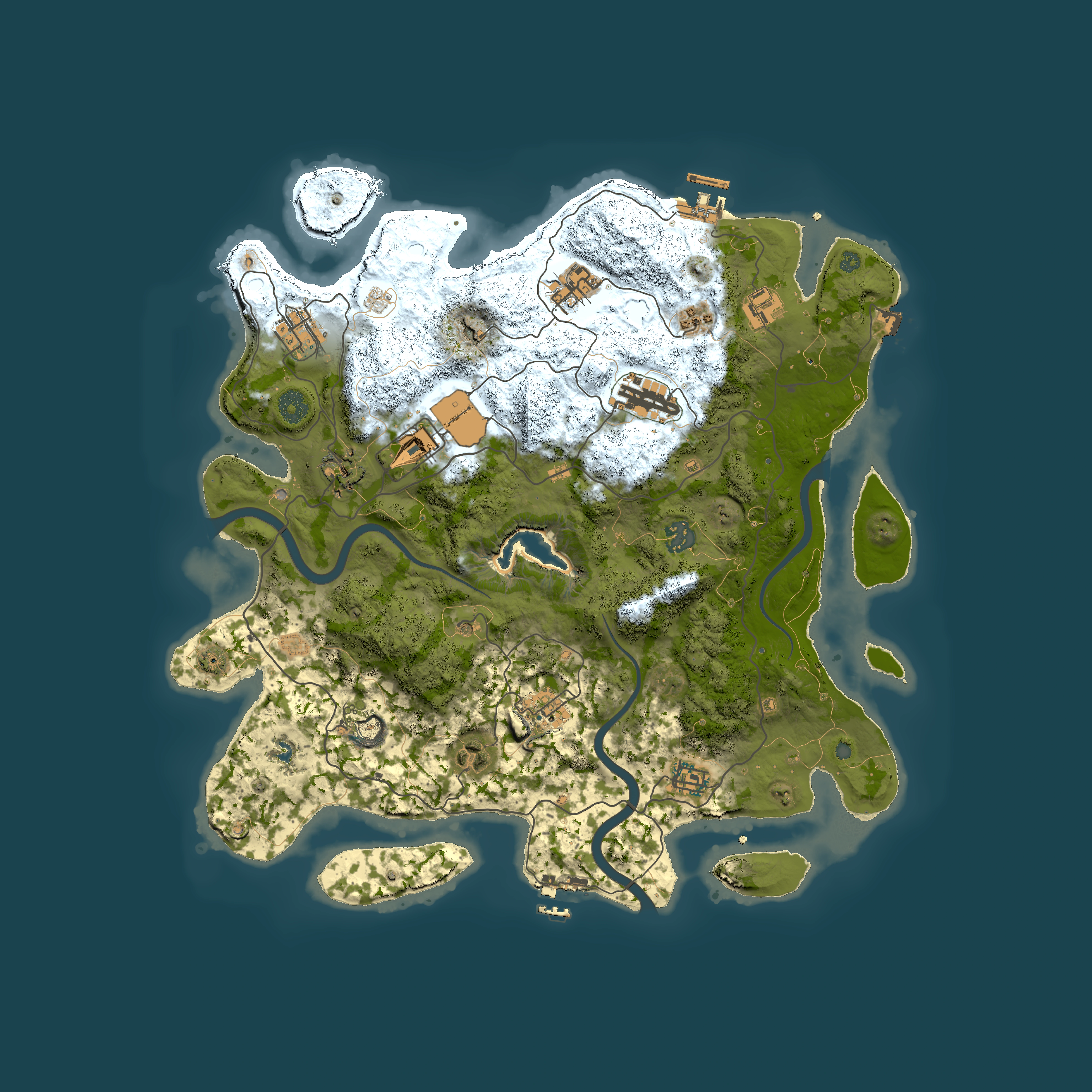 Full top-down render of Rust map seed 199445275, 4000x4000m