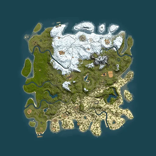 Rust map seed 561042870, 5000x5000m top-down preview