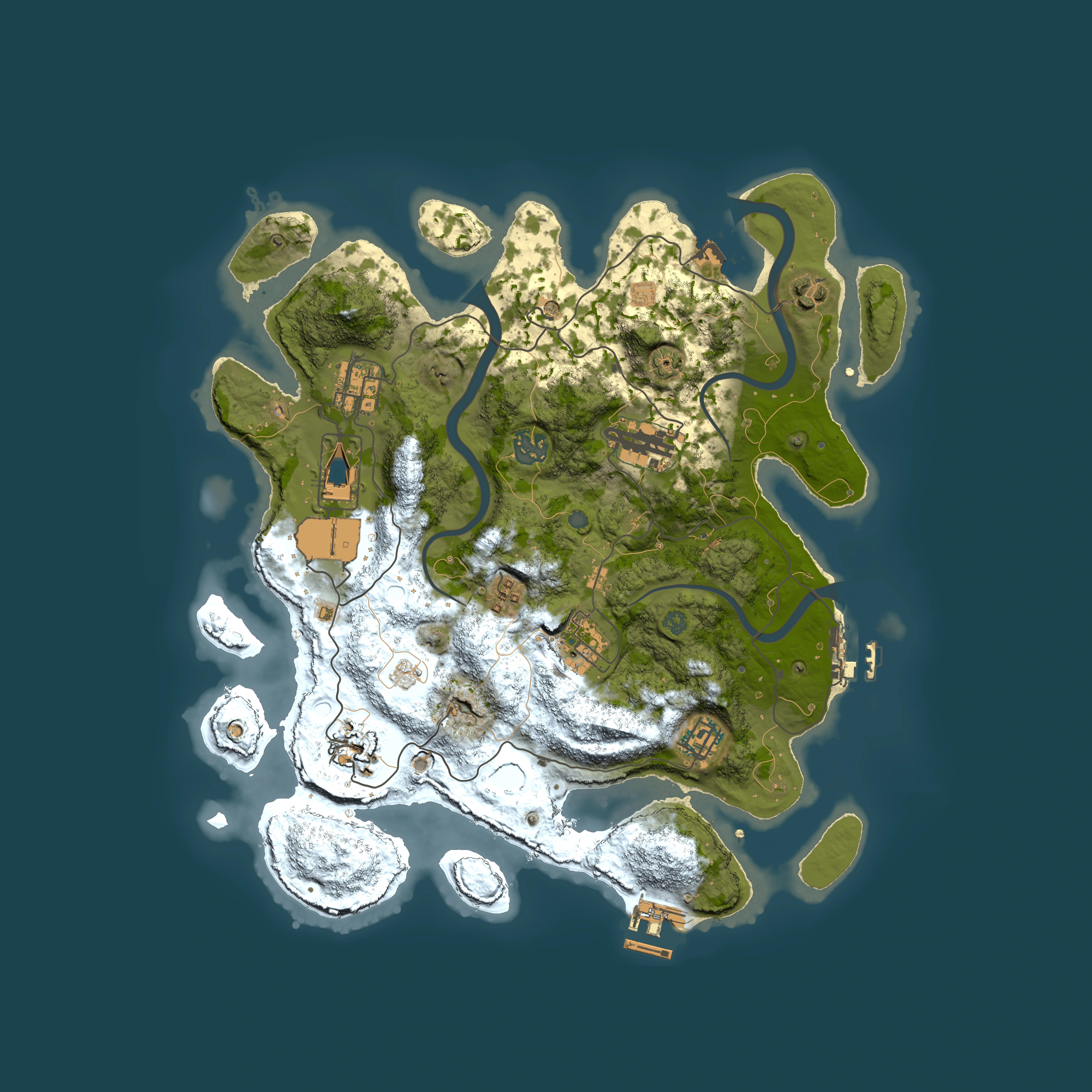 Full top-down render of Rust map seed 1409604786, 3500x3500m