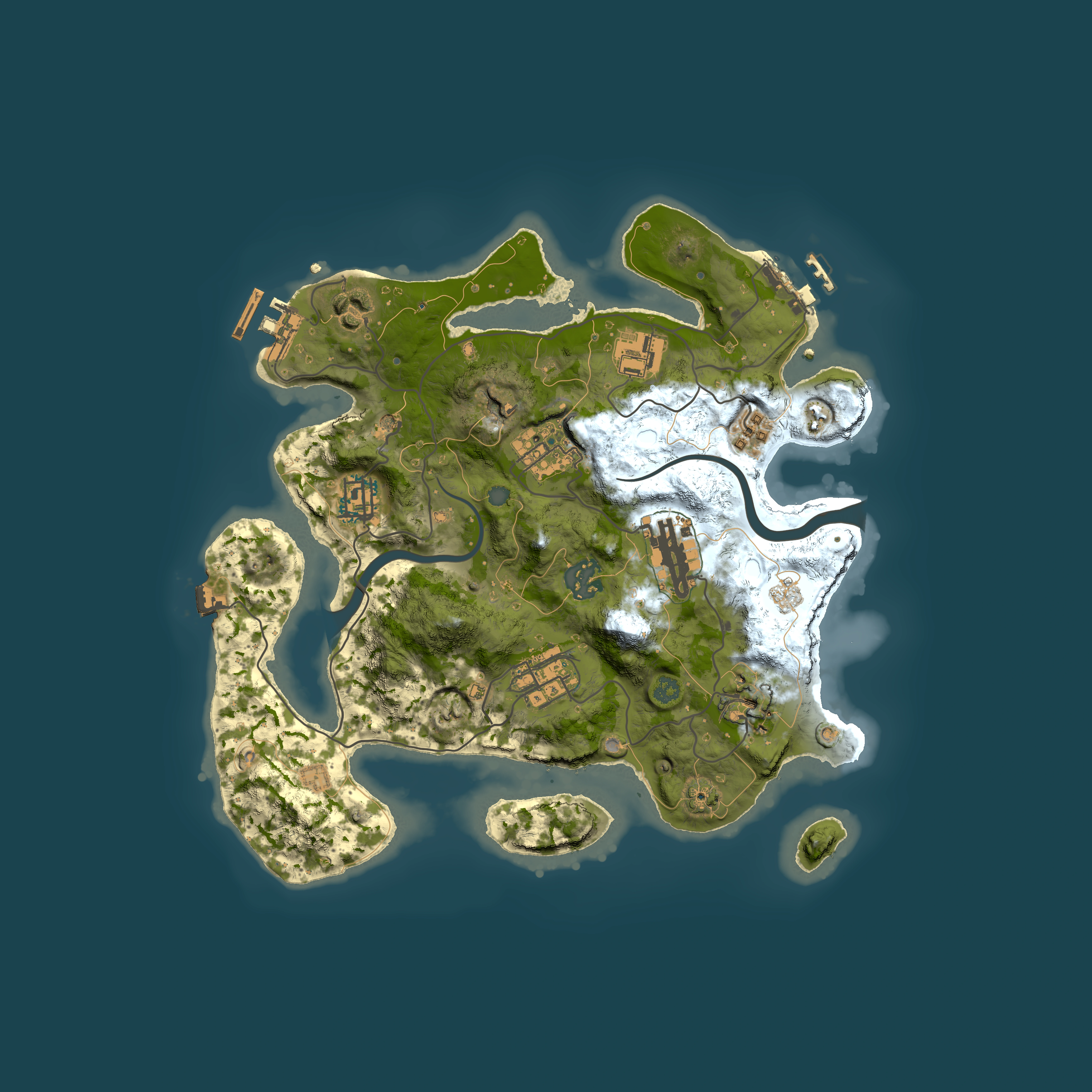 Full top-down render of Rust map seed 360343390, 3000x3000m