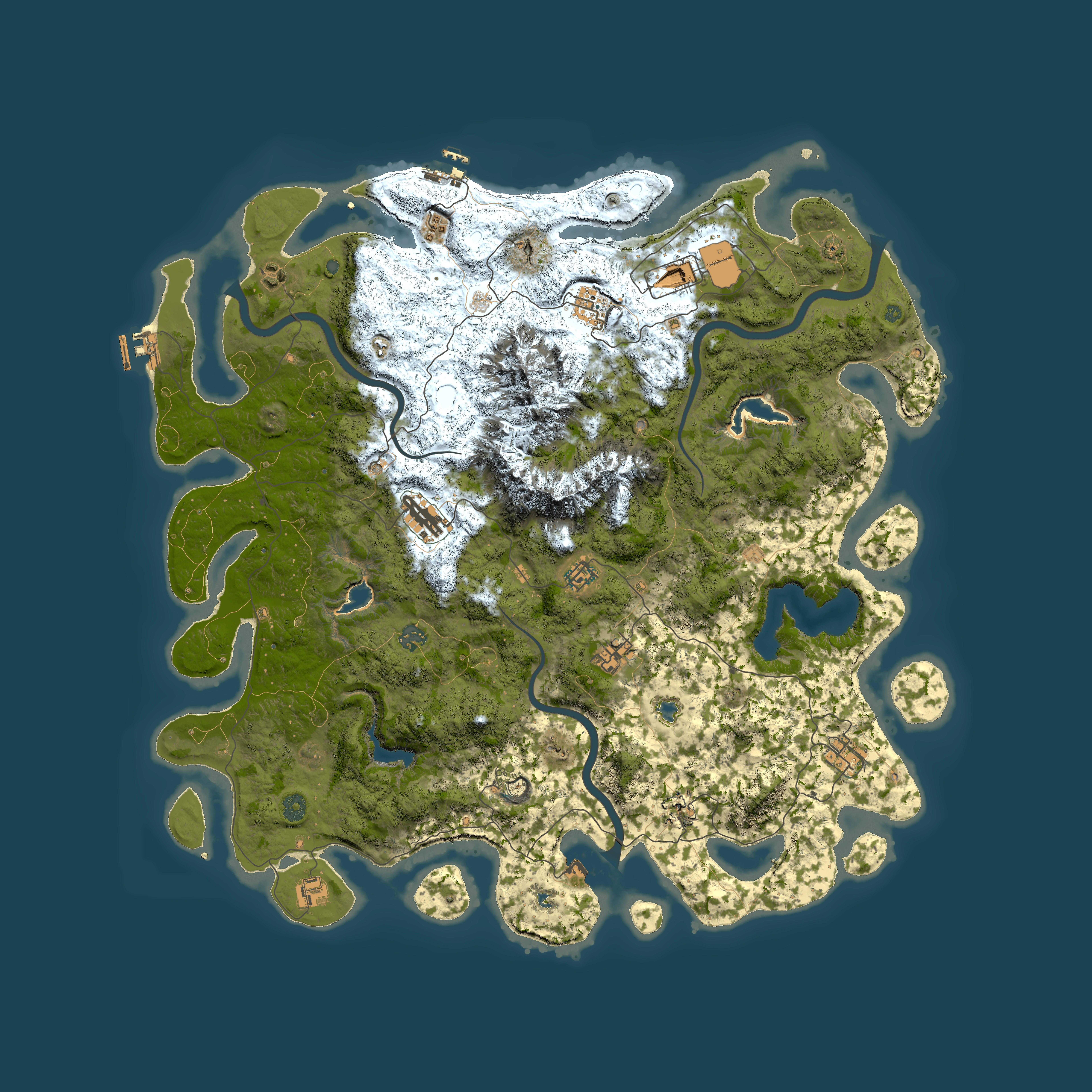 Full top-down render of Rust map seed 2049753679, 5000x5000m