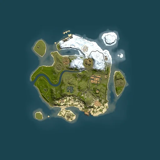 Rust map seed 366374060, 2500x2500m top-down preview