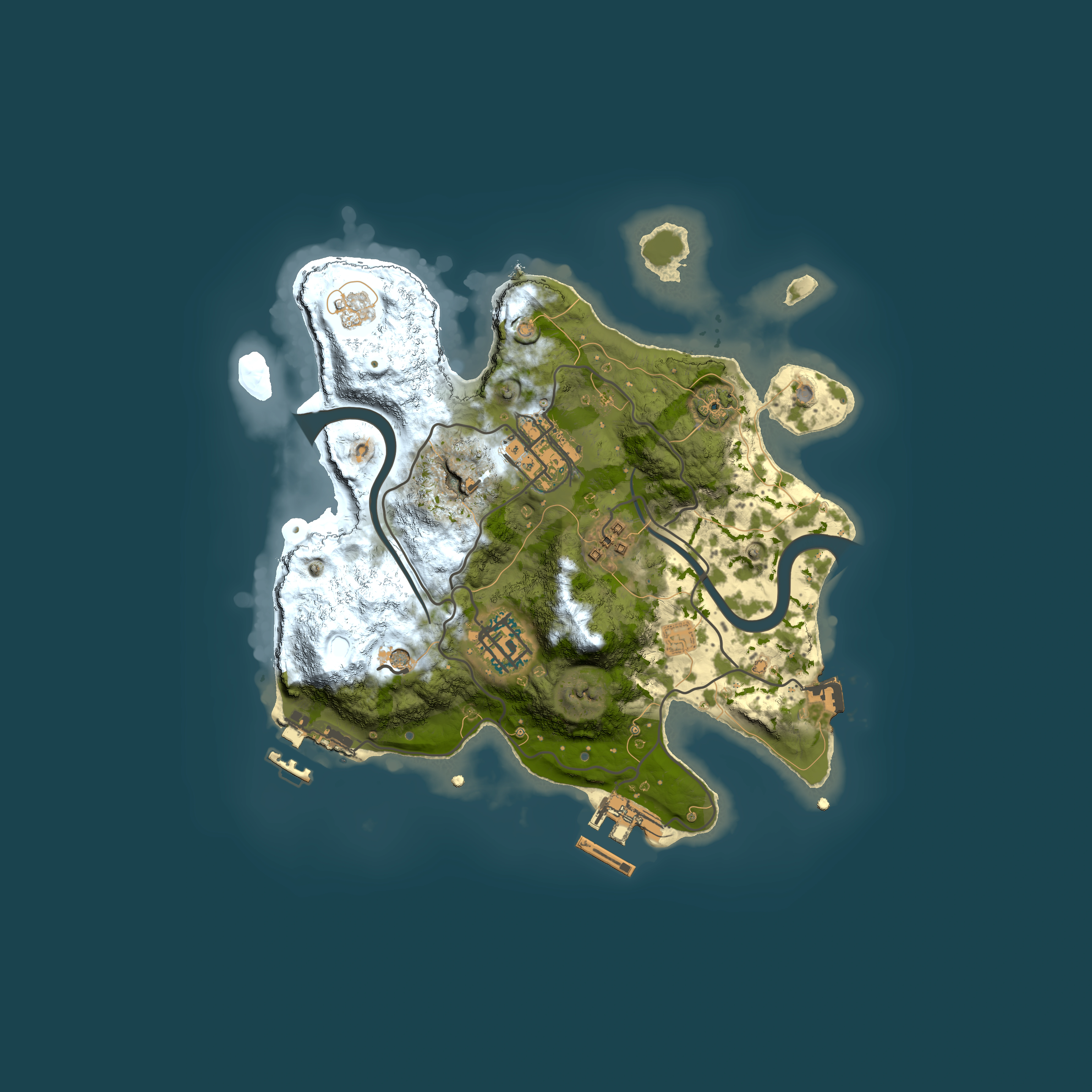 Full top-down render of Rust map seed 958185700, 2500x2500m