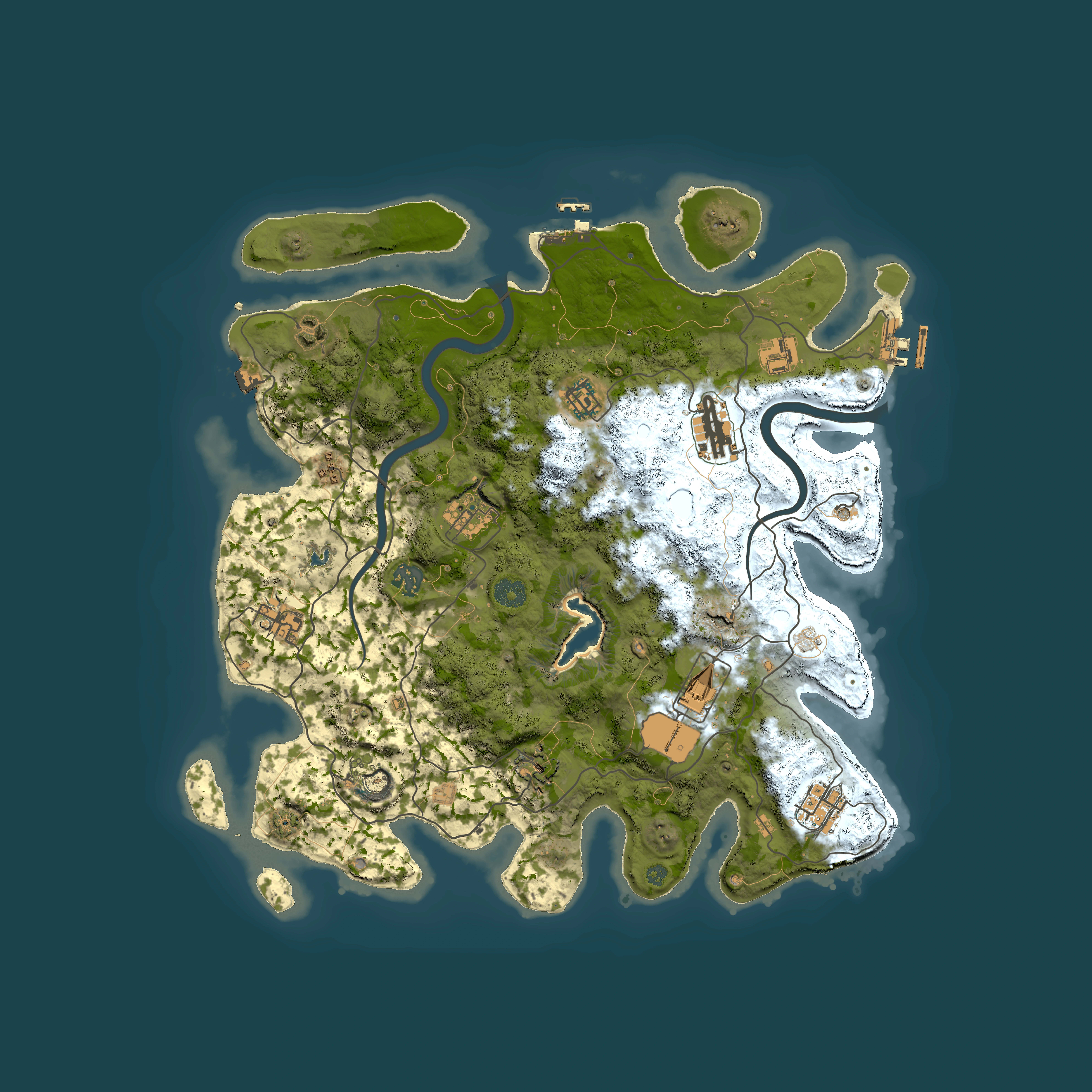 Full top-down render of Rust map seed 856501077, 4000x4000m