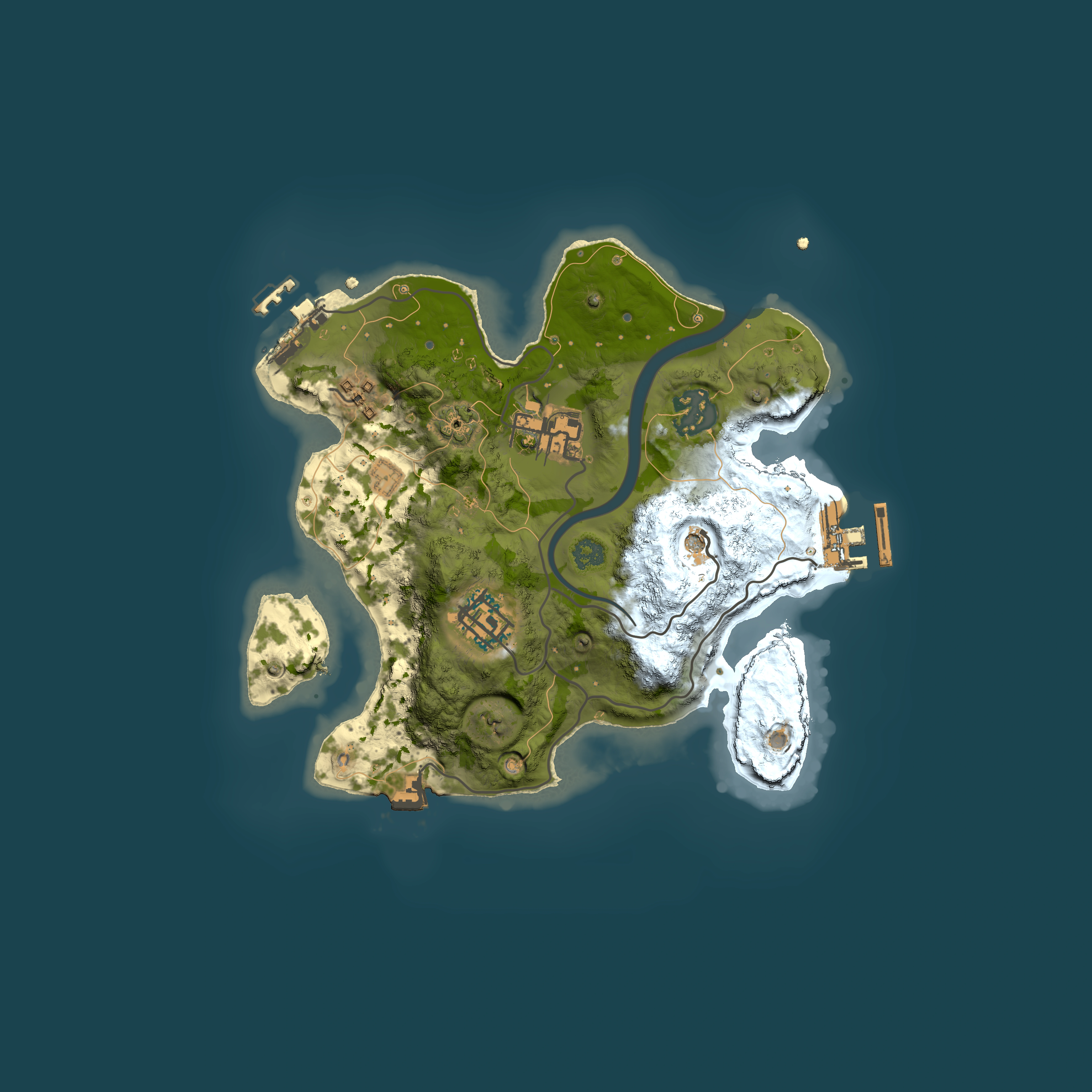 Full top-down render of Rust map seed 1545349619, 2500x2500m