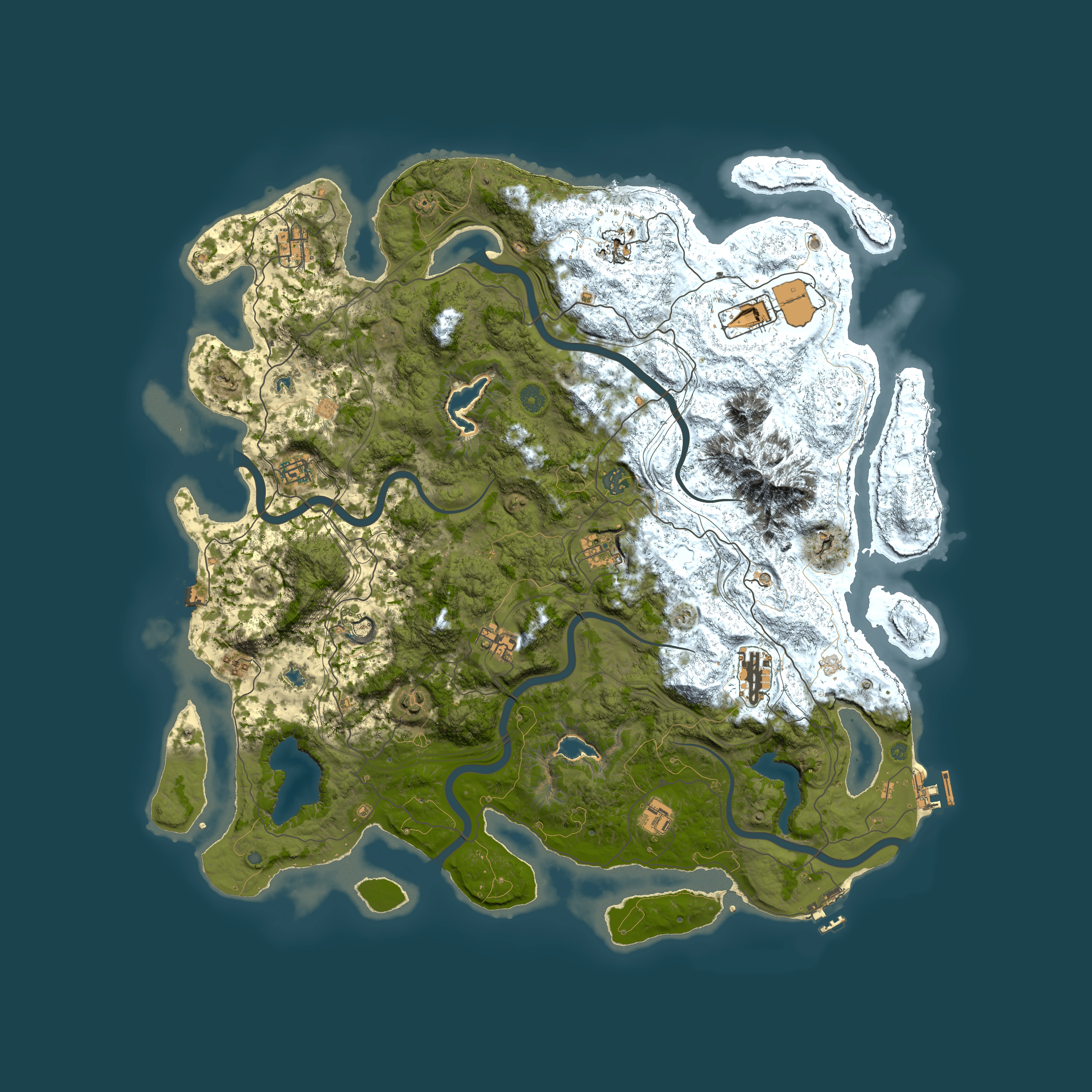 Full top-down render of Rust map seed 1040730525, 5000x5000m