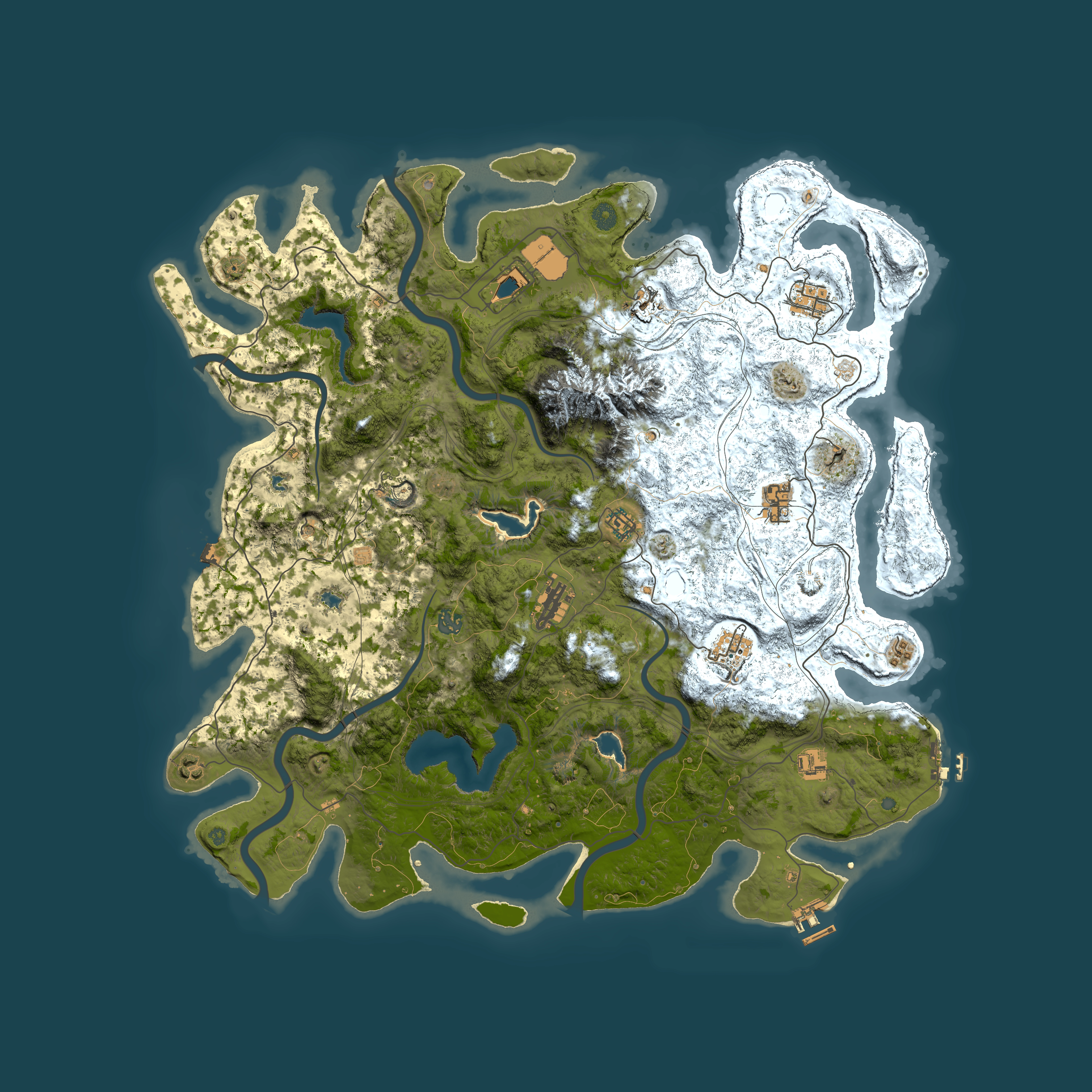 Full top-down render of Rust map seed 1013396355, 5000x5000m