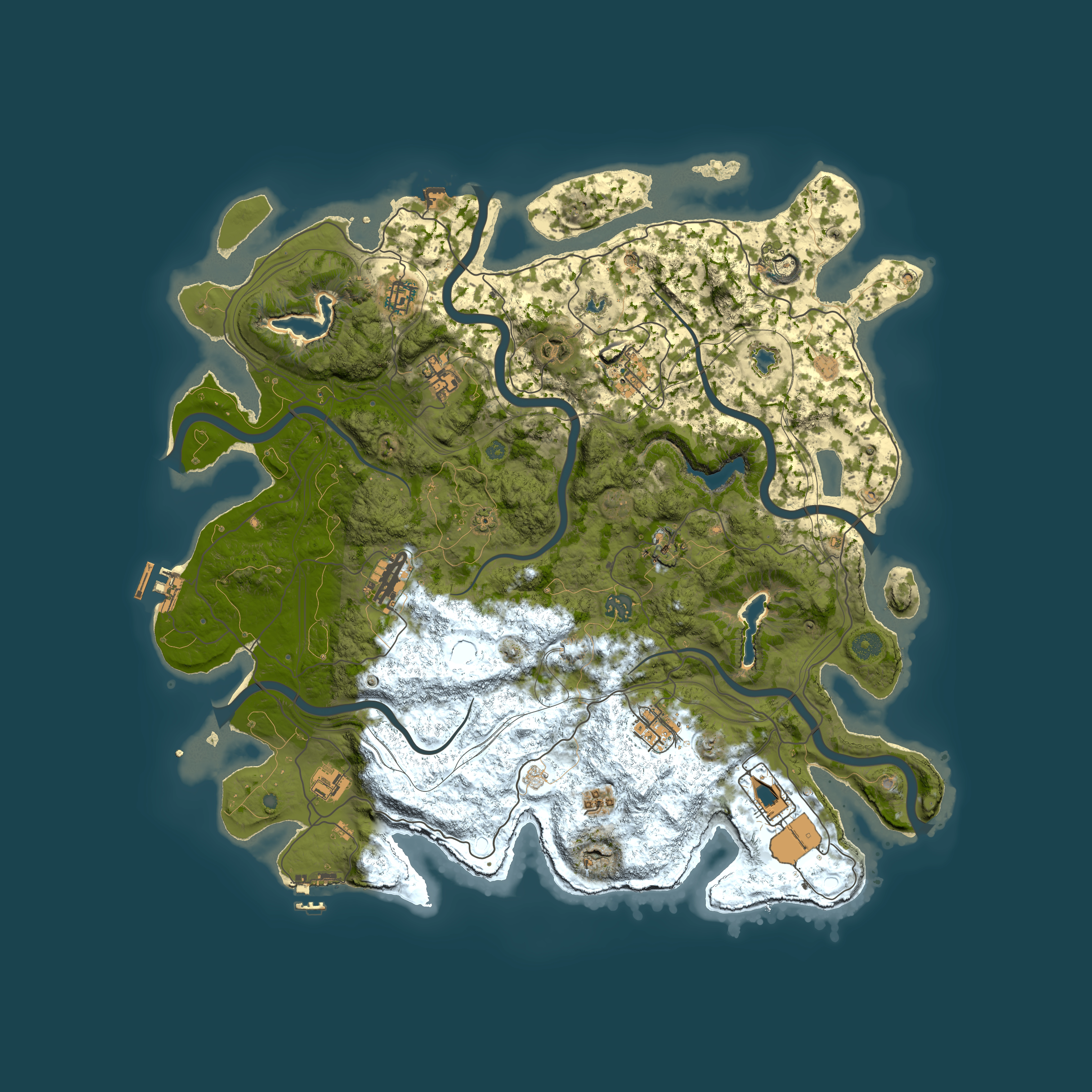Full top-down render of Rust map seed 2070229037, 4500x4500m