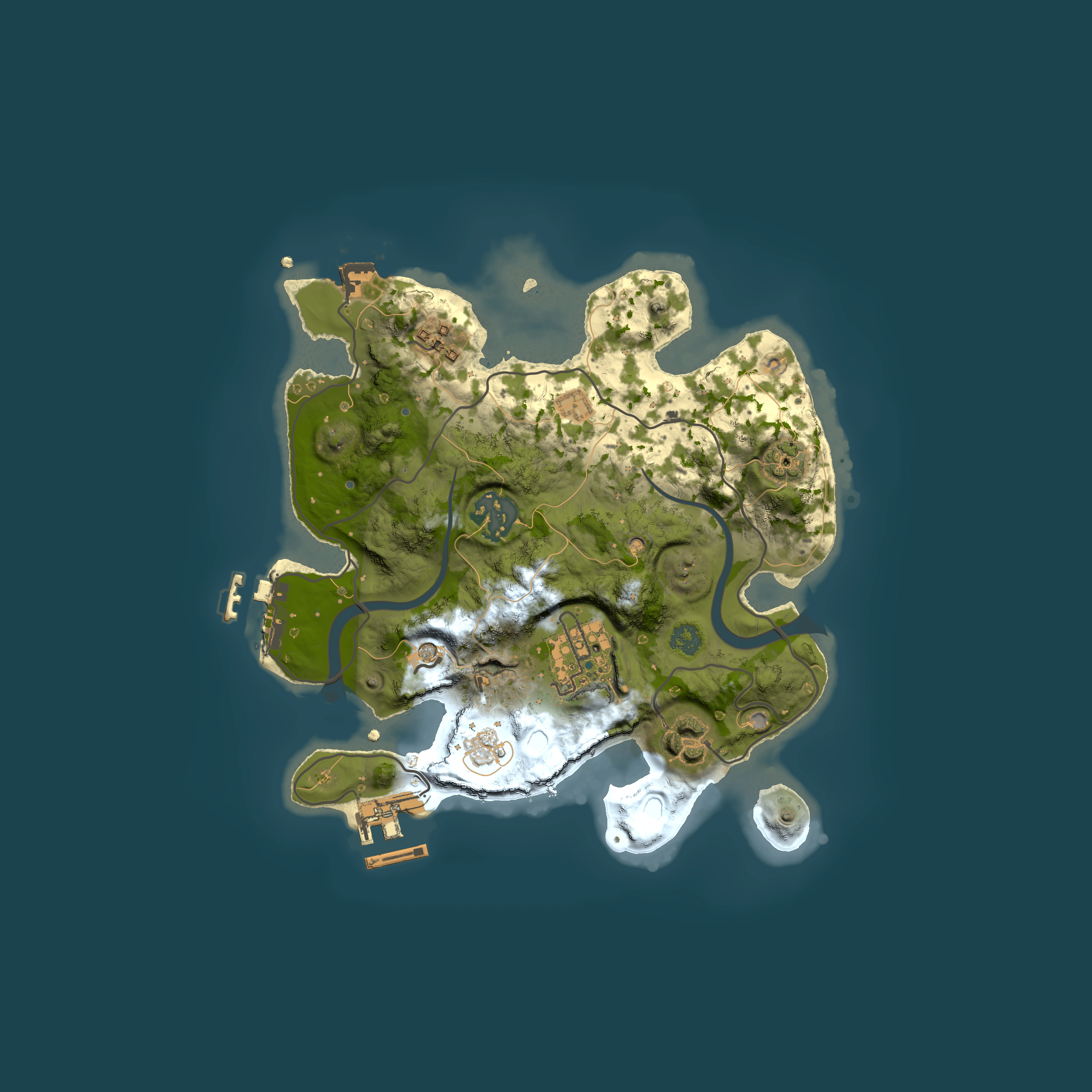Full top-down render of Rust map seed 1625498461, 2500x2500m