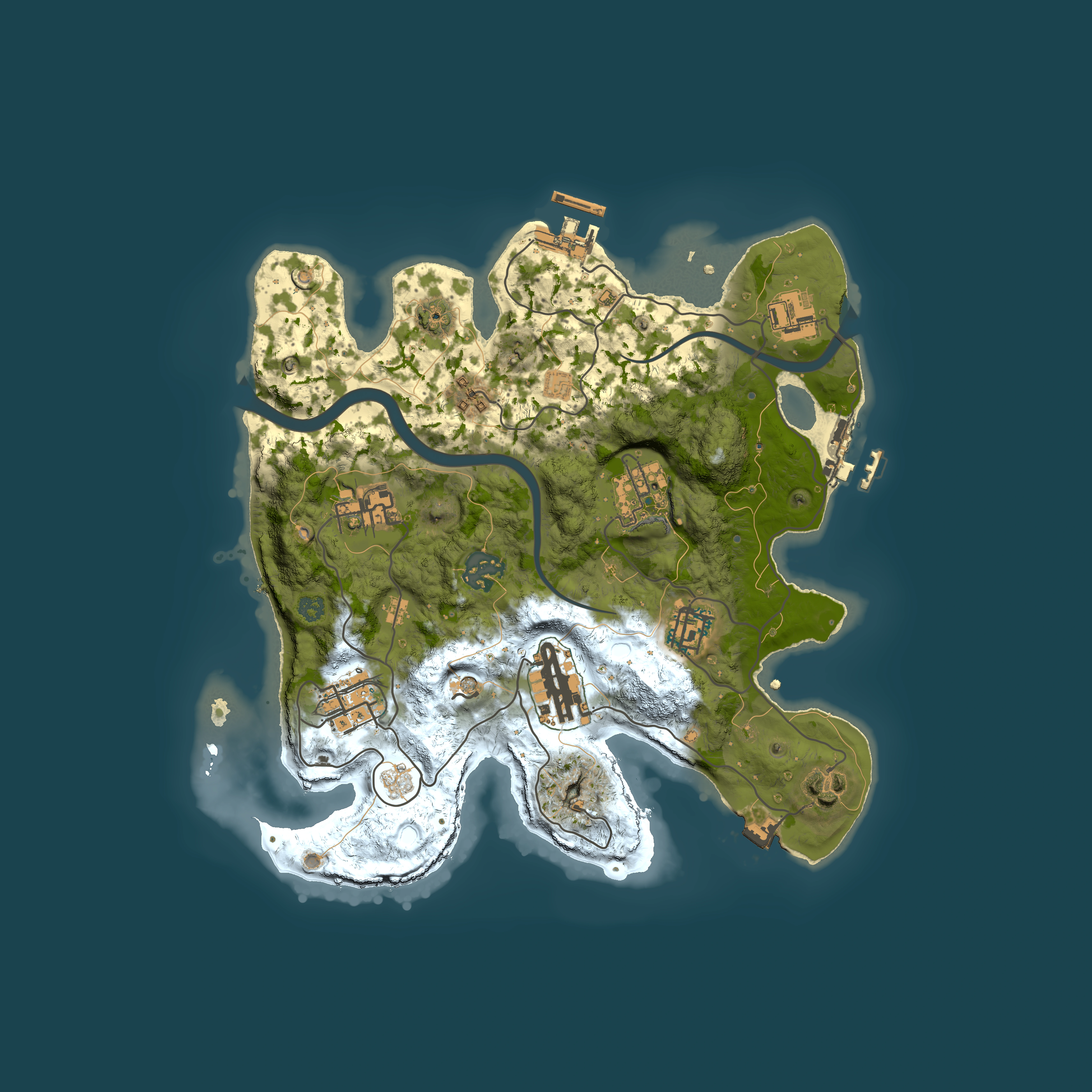 Full top-down render of Rust map seed 602745293, 3000x3000m