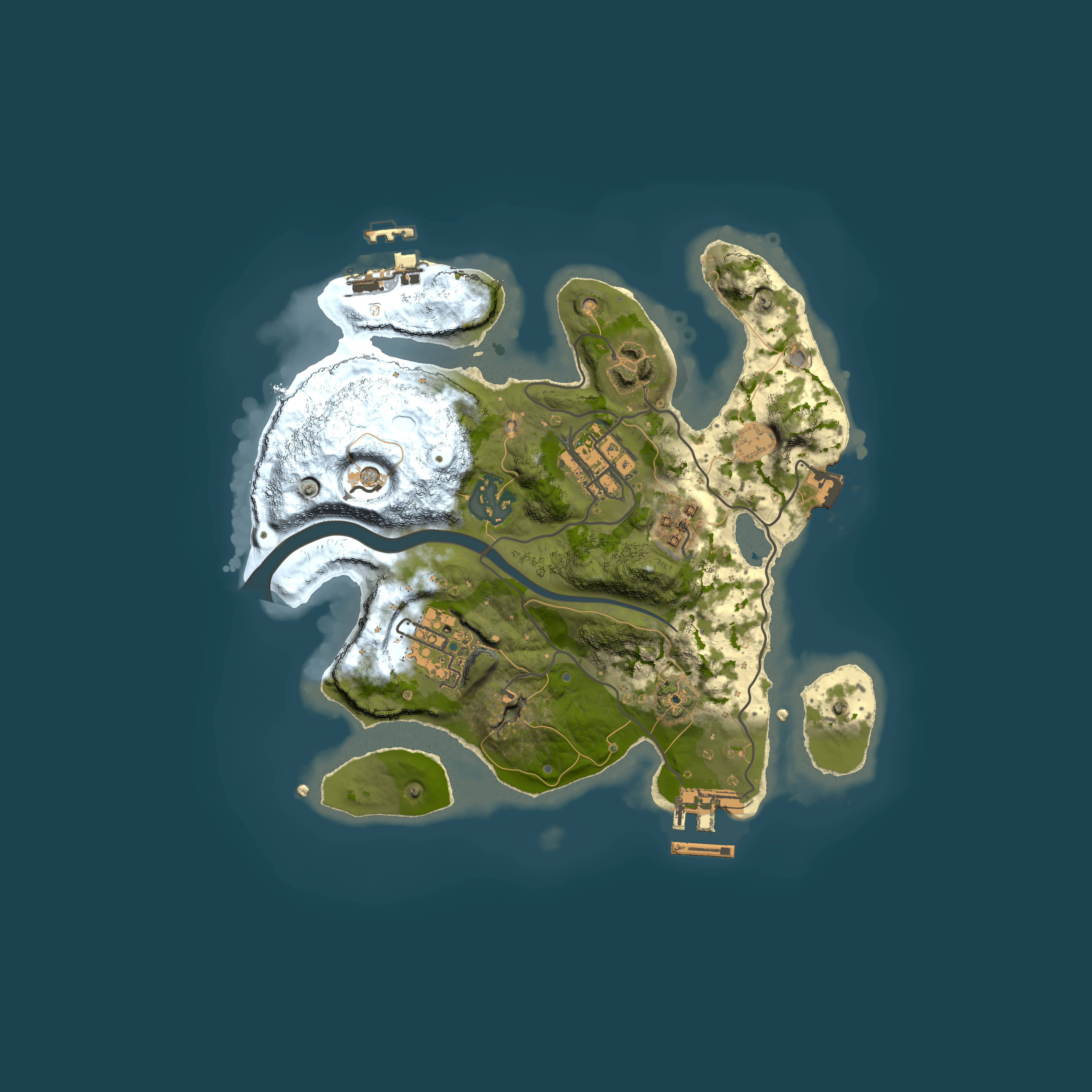 Full top-down render of Rust map seed 1099325206, 2500x2500m