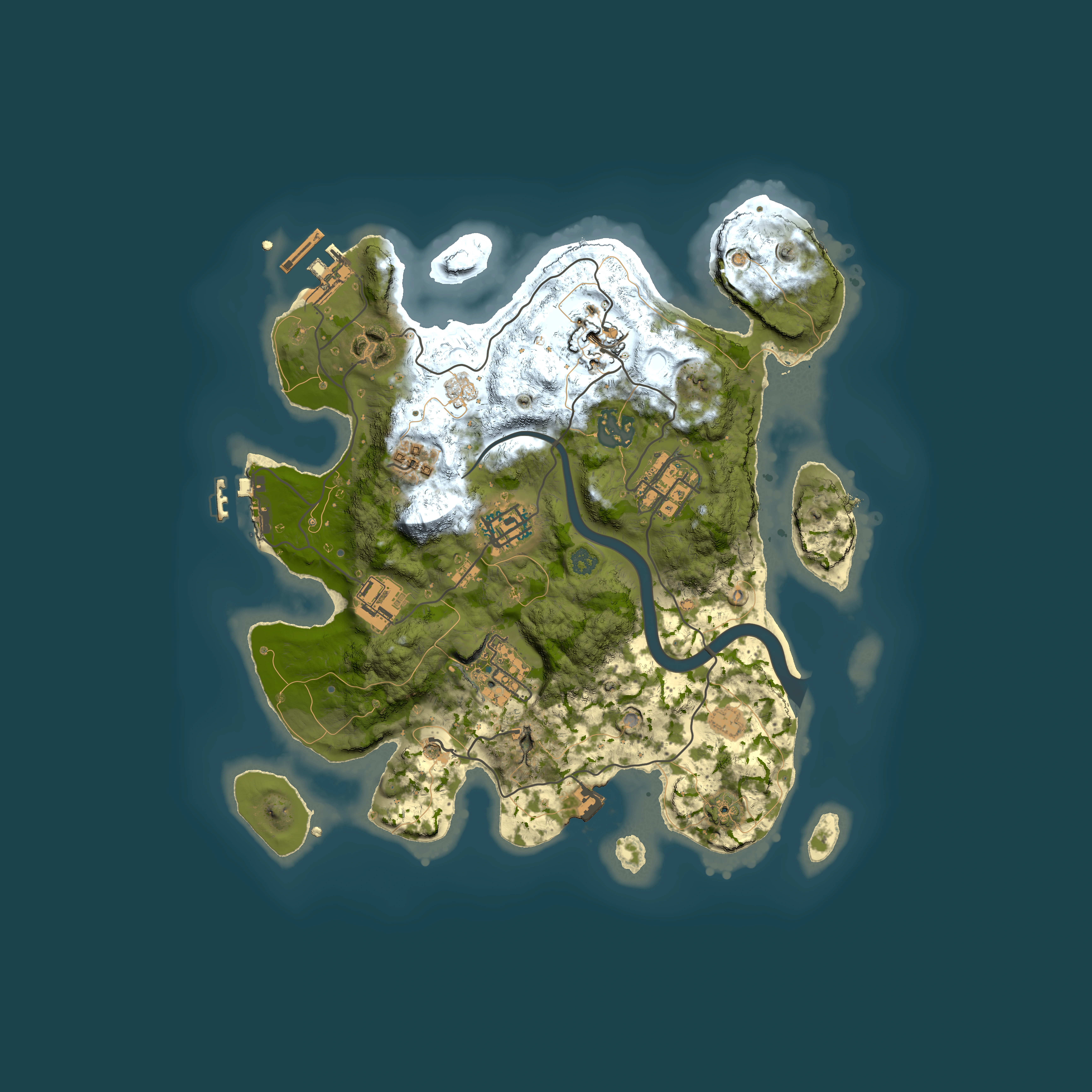 Full top-down render of Rust map seed 1596513161, 3000x3000m