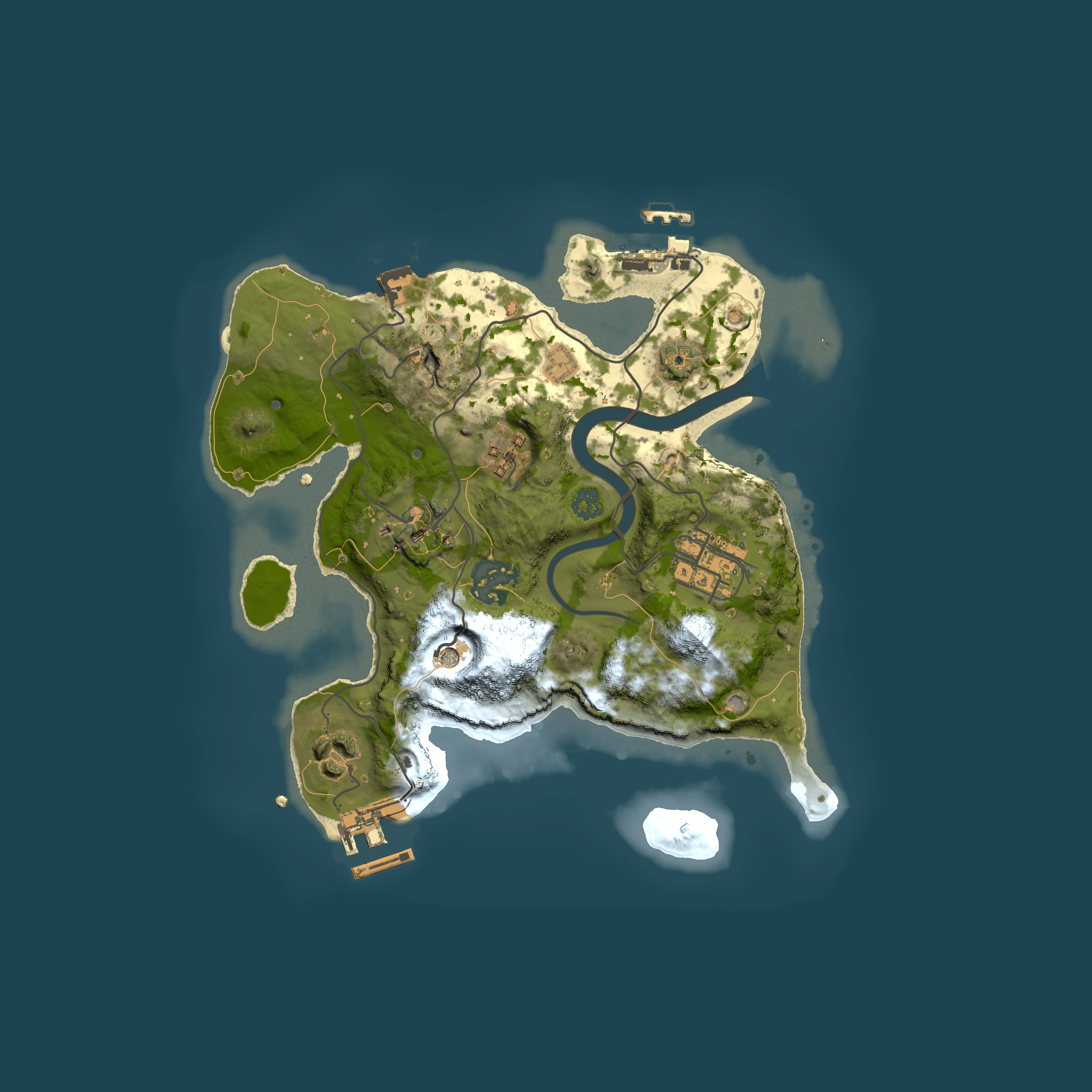 Full top-down render of Rust map seed 372102607, 2500x2500m
