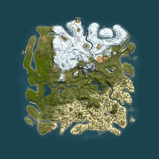 Rust map seed 743498674, 5000x5000m top-down preview