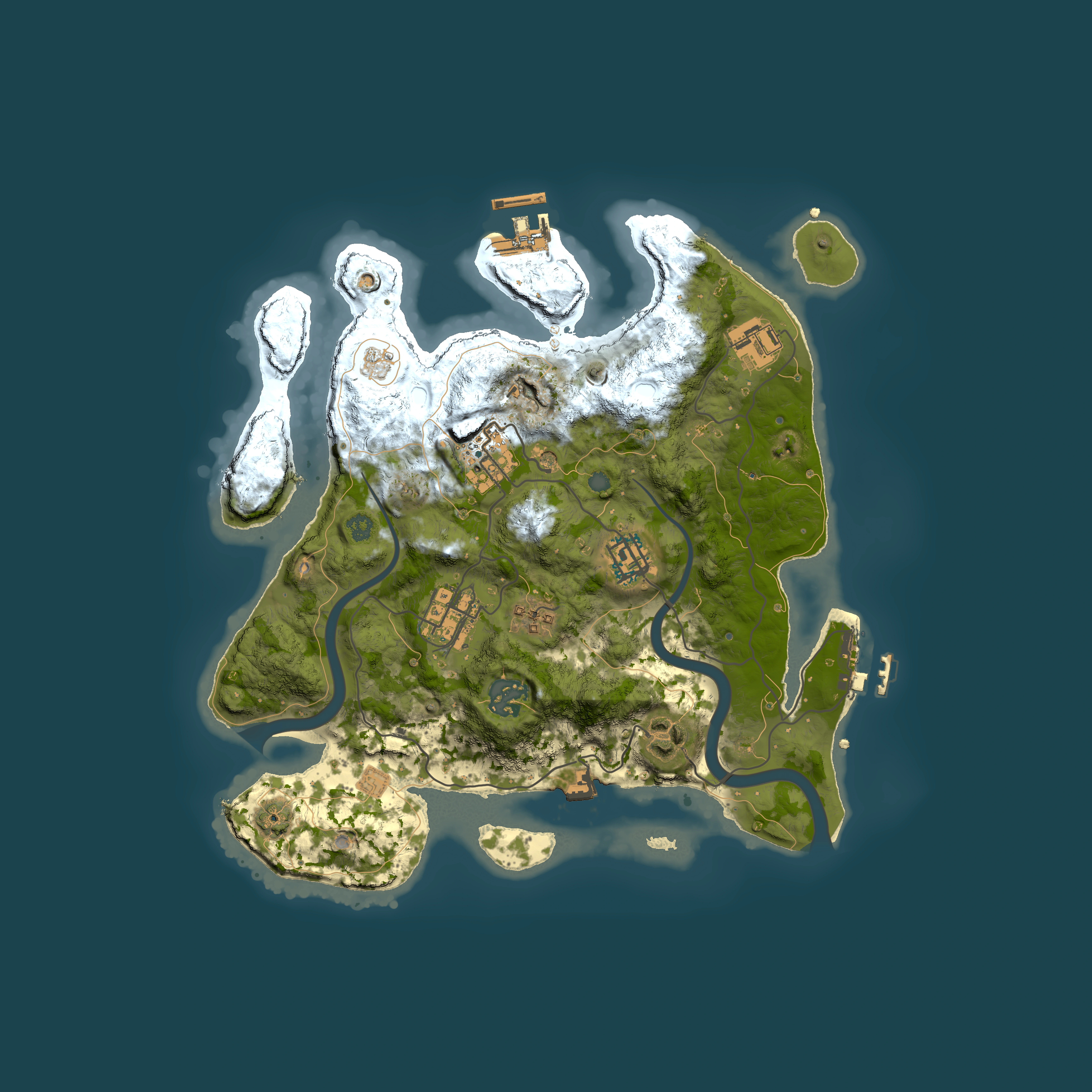 Full top-down render of Rust map seed 609603574, 3000x3000m