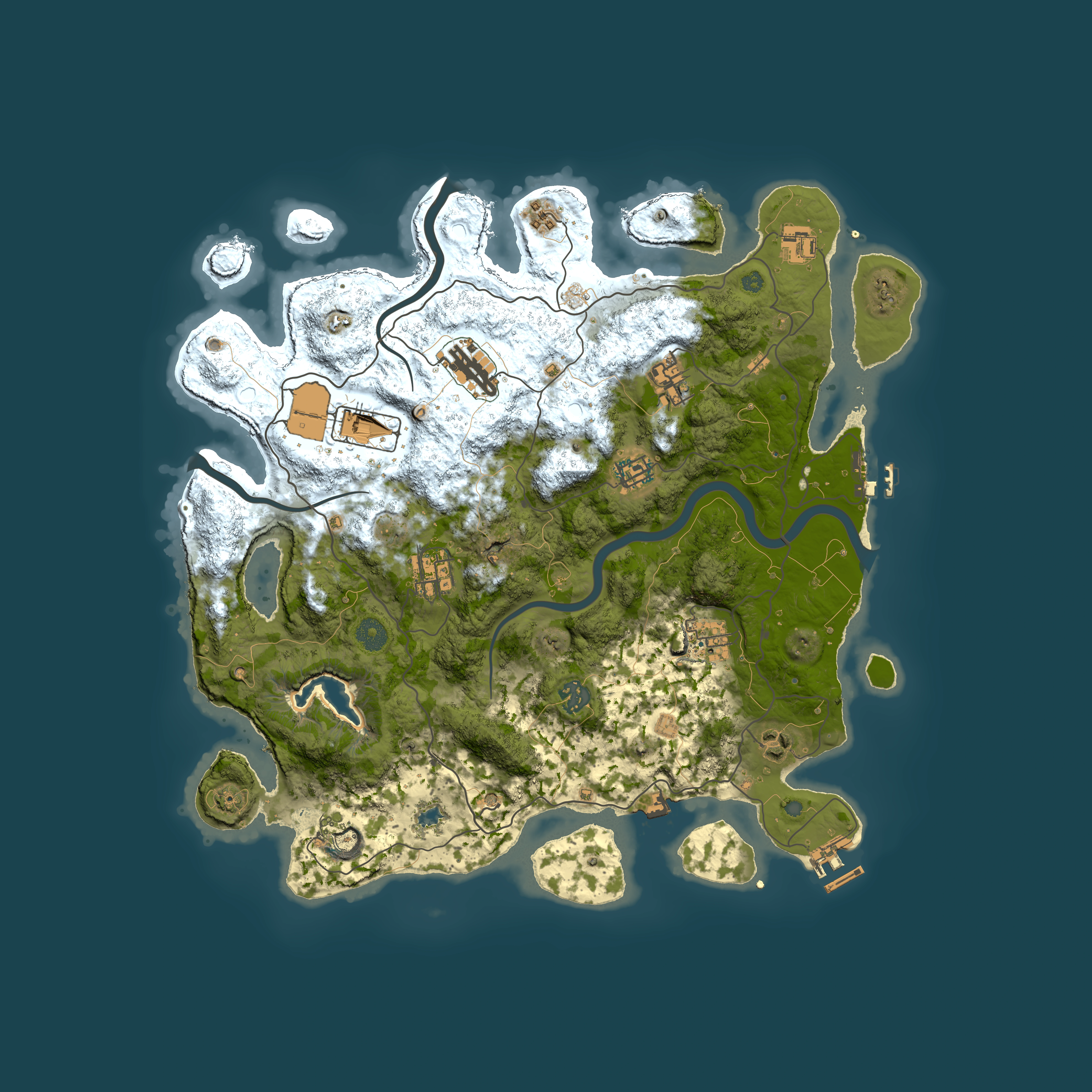 Full top-down render of Rust map seed 26548745, 4000x4000m