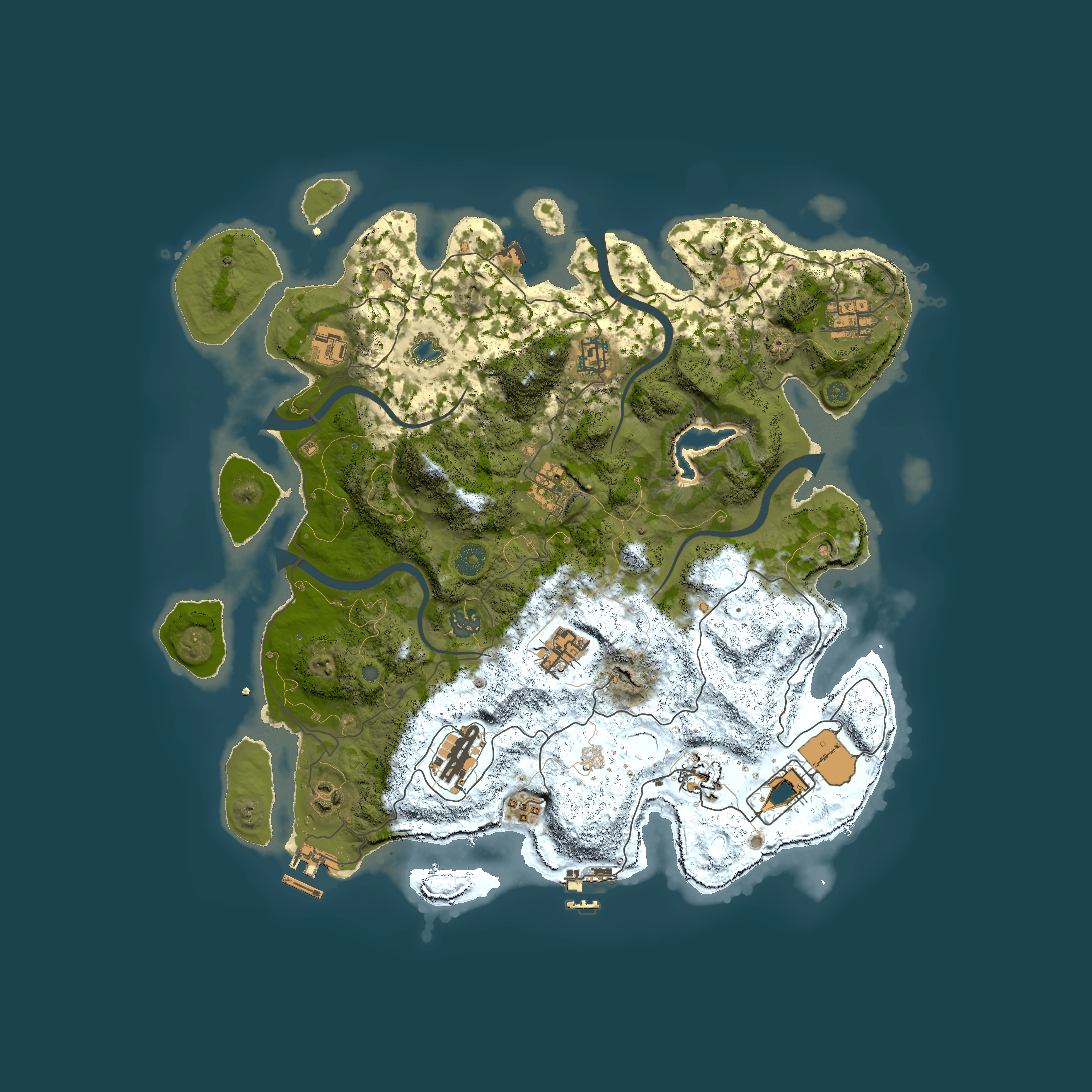 Full top-down render of Rust map seed 1912165784, 4000x4000m