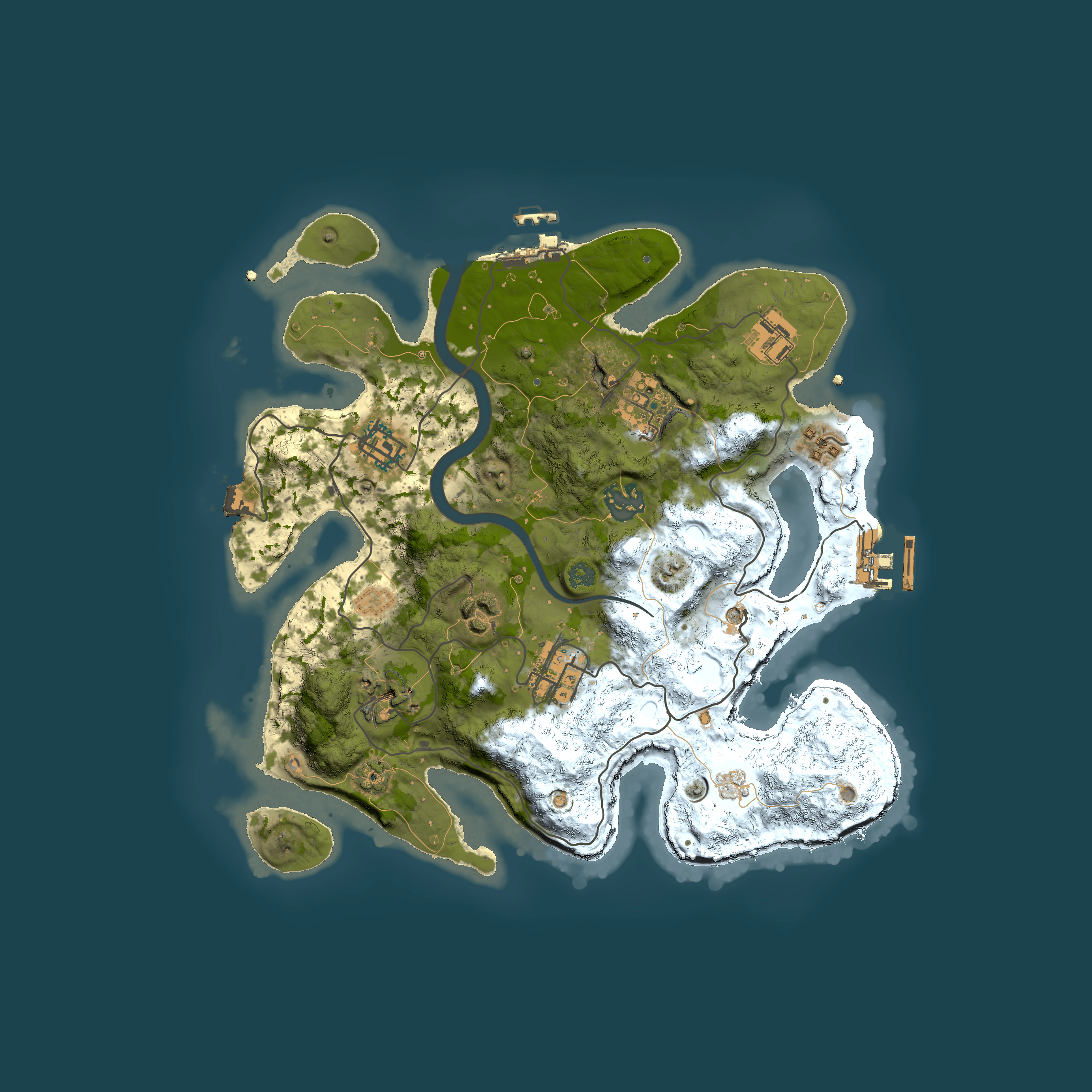 Full top-down render of Rust map seed 2125038069, 3000x3000m