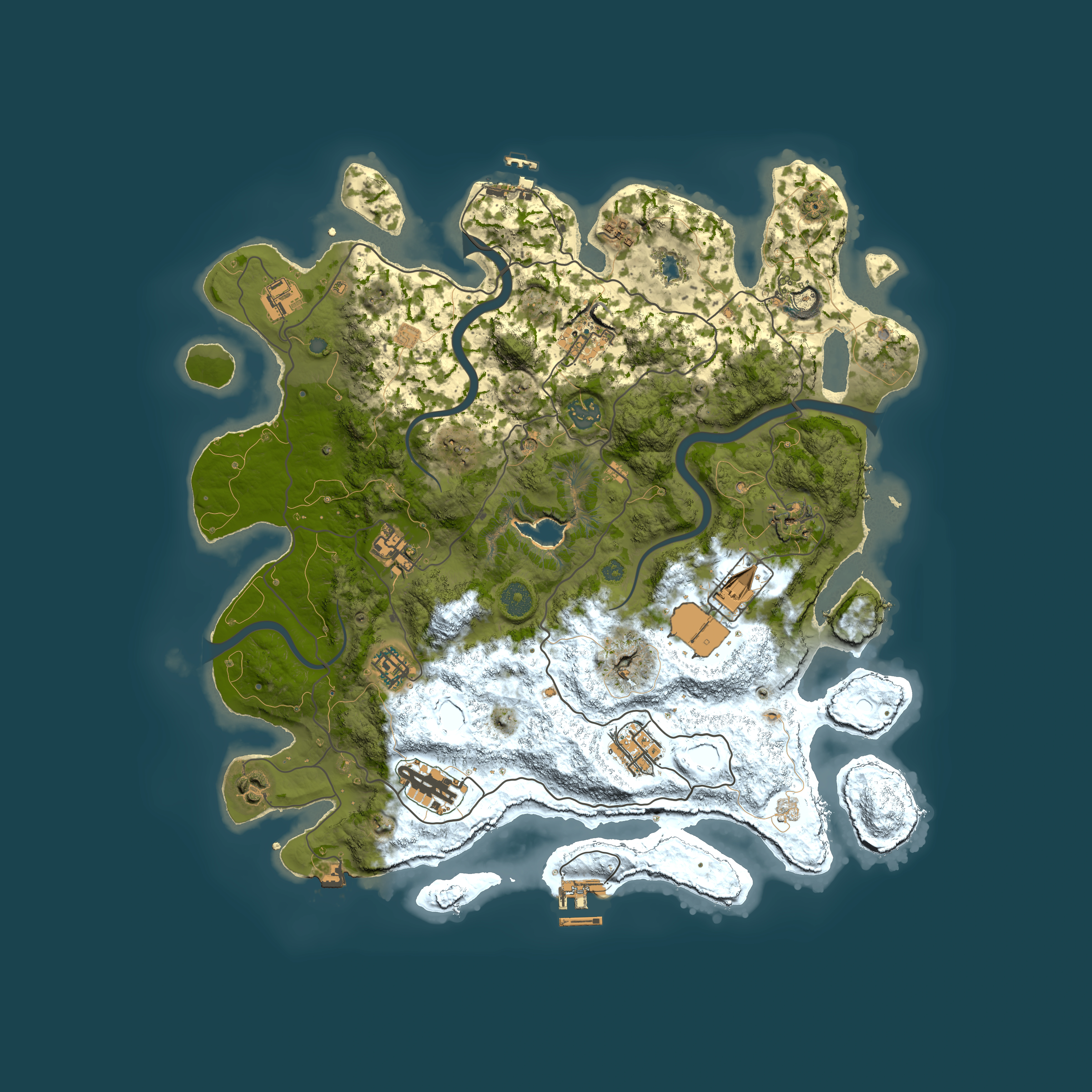 Full top-down render of Rust map seed 863264489, 4000x4000m