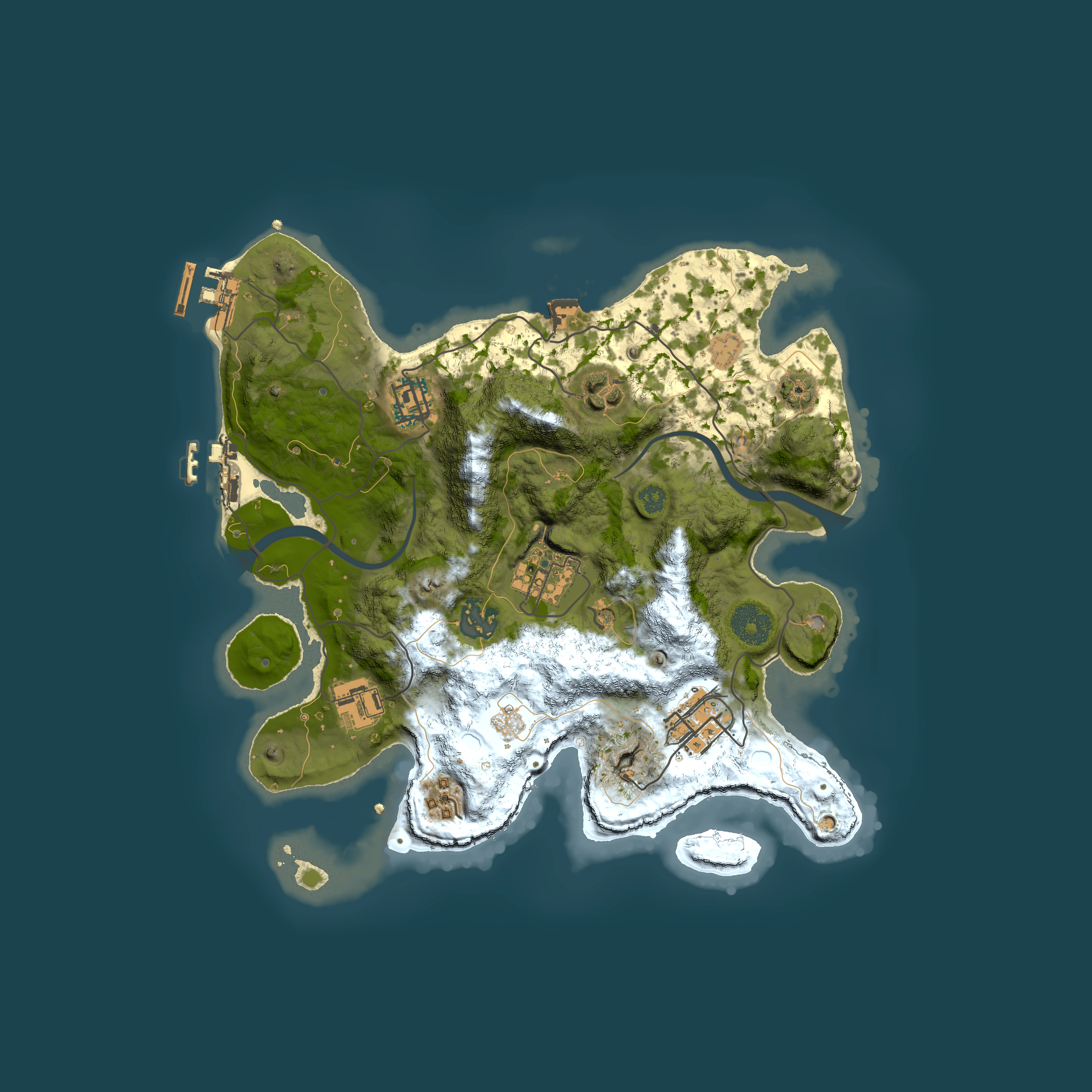 Full top-down render of Rust map seed 1280879271, 3000x3000m