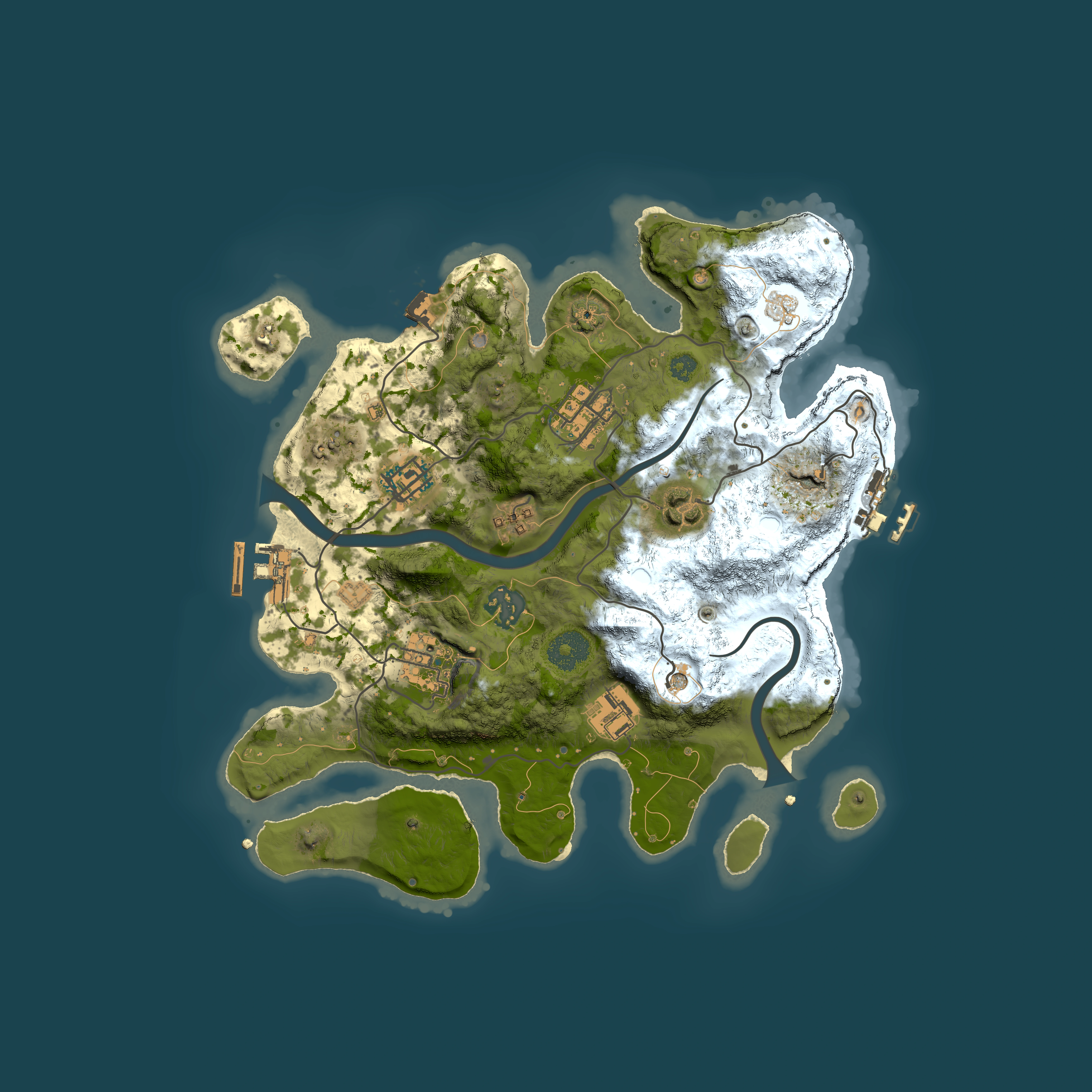 Full top-down render of Rust map seed 1130805421, 3000x3000m