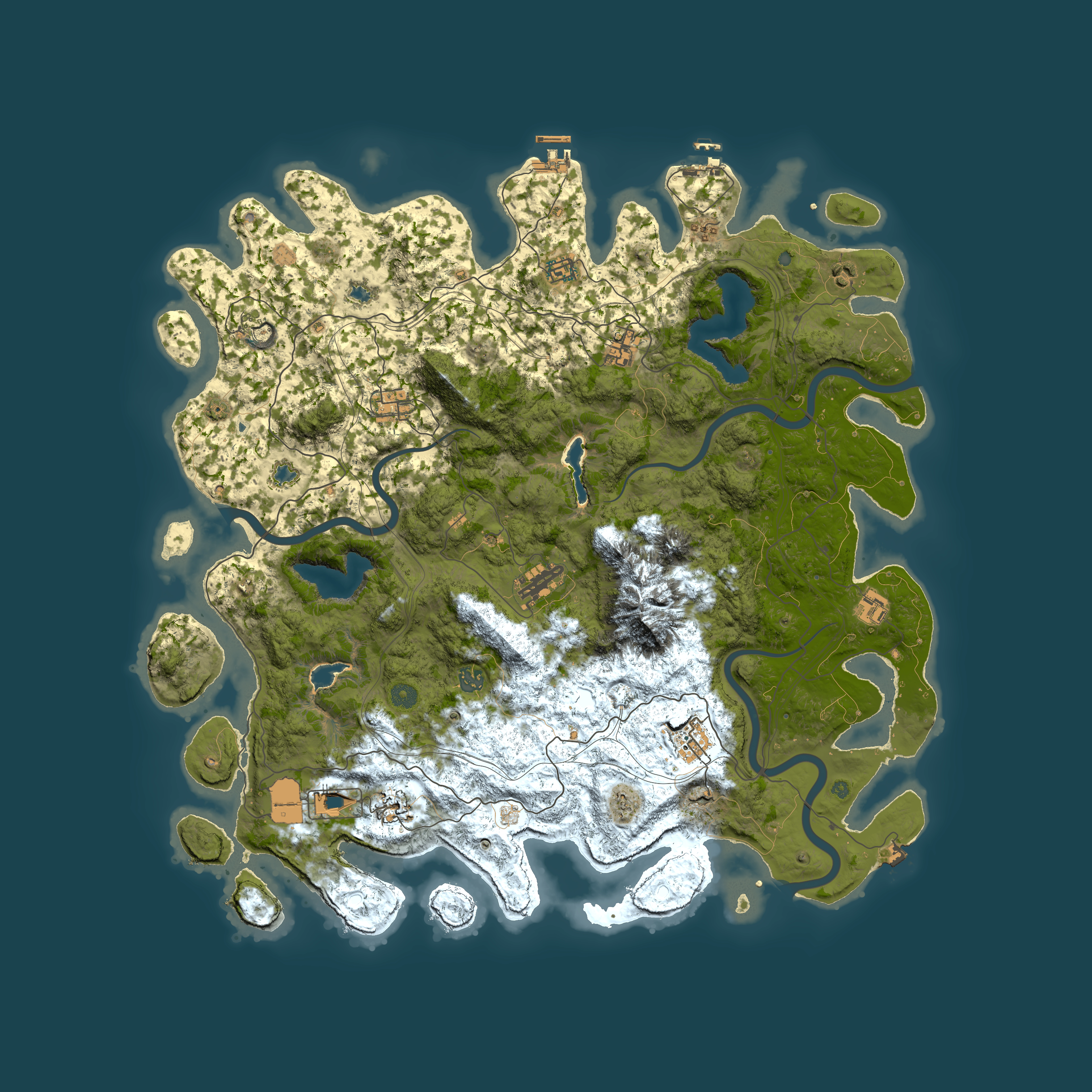 Full top-down render of Rust map seed 1225493331, 5000x5000m