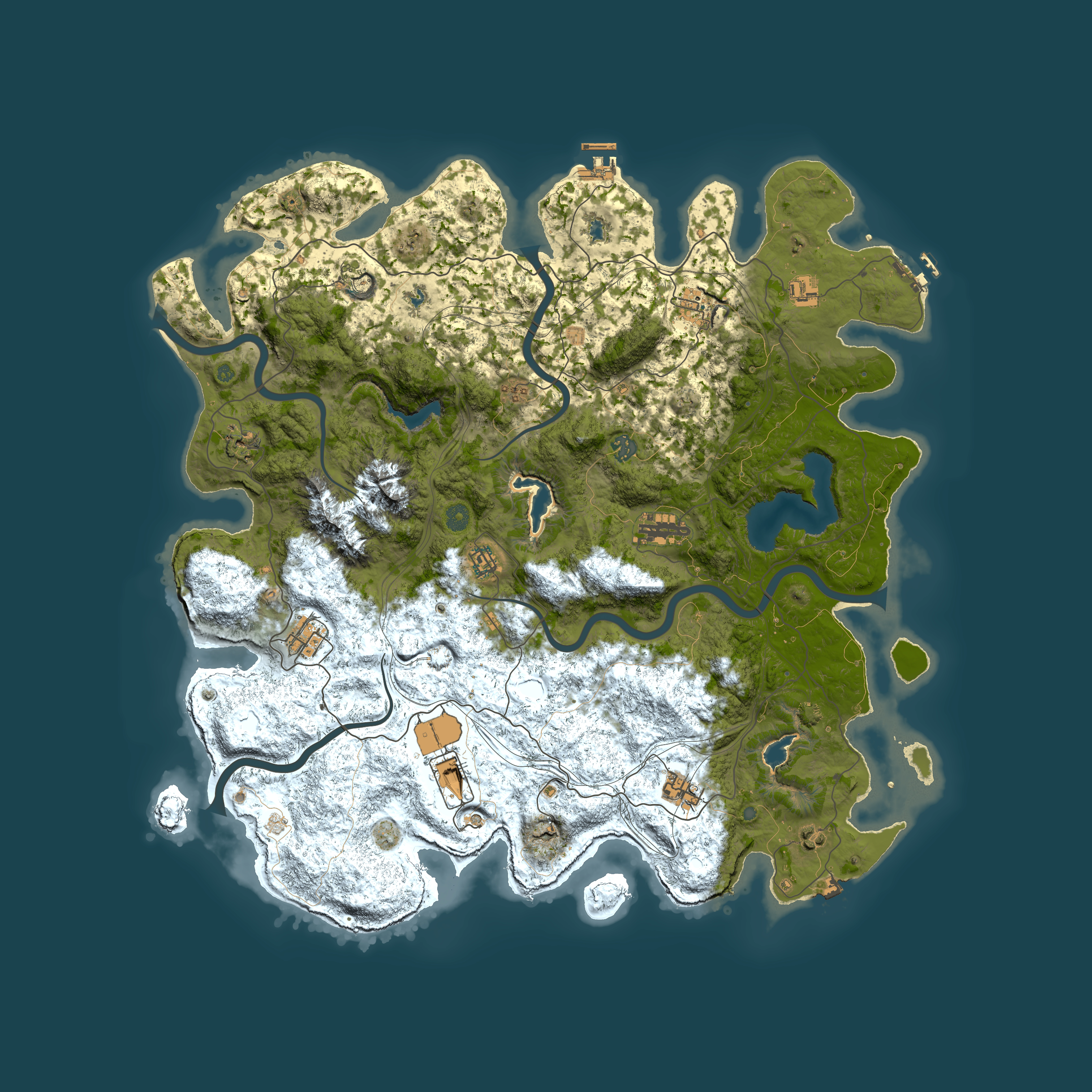 Full top-down render of Rust map seed 382384919, 5000x5000m