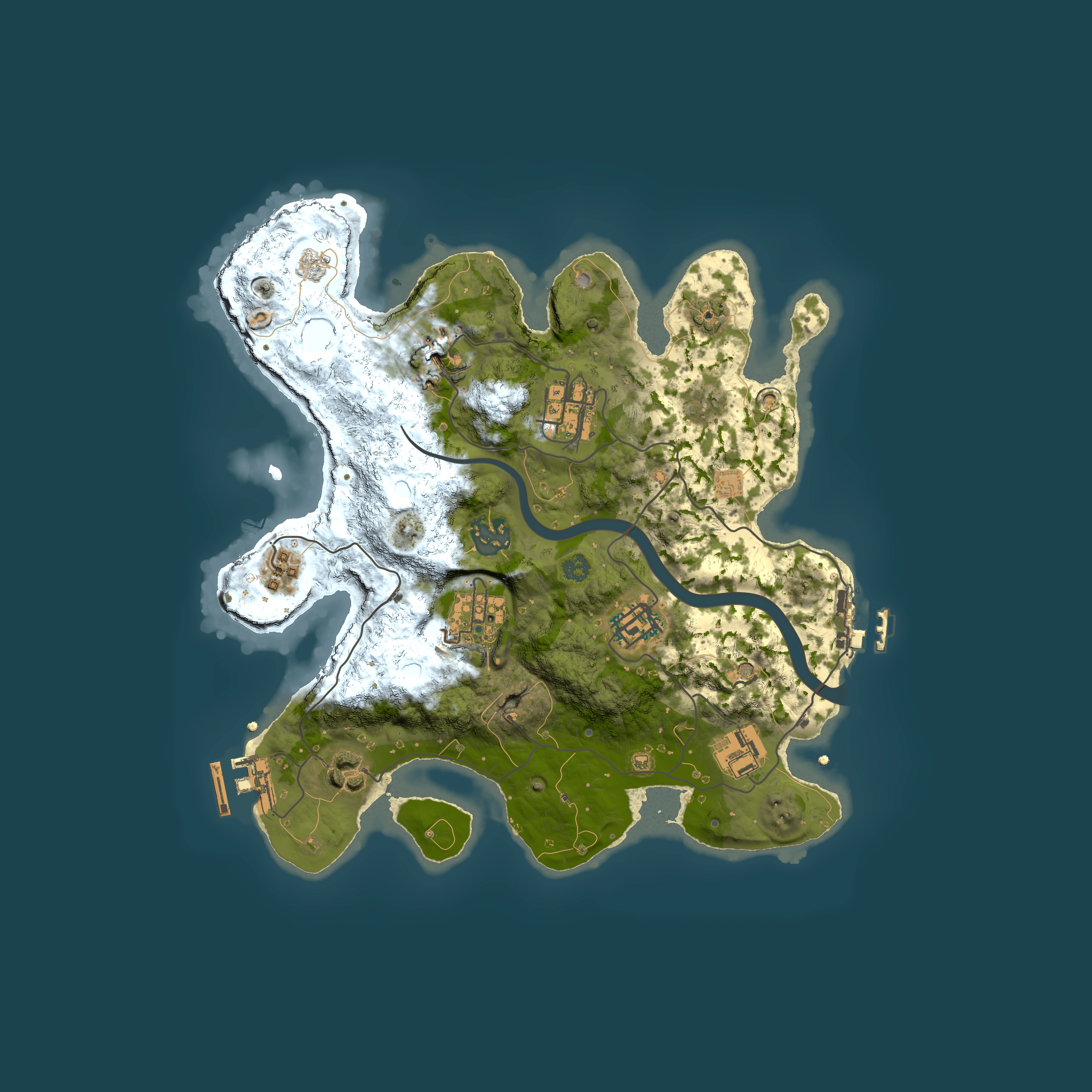 Full top-down render of Rust map seed 2142639510, 3000x3000m