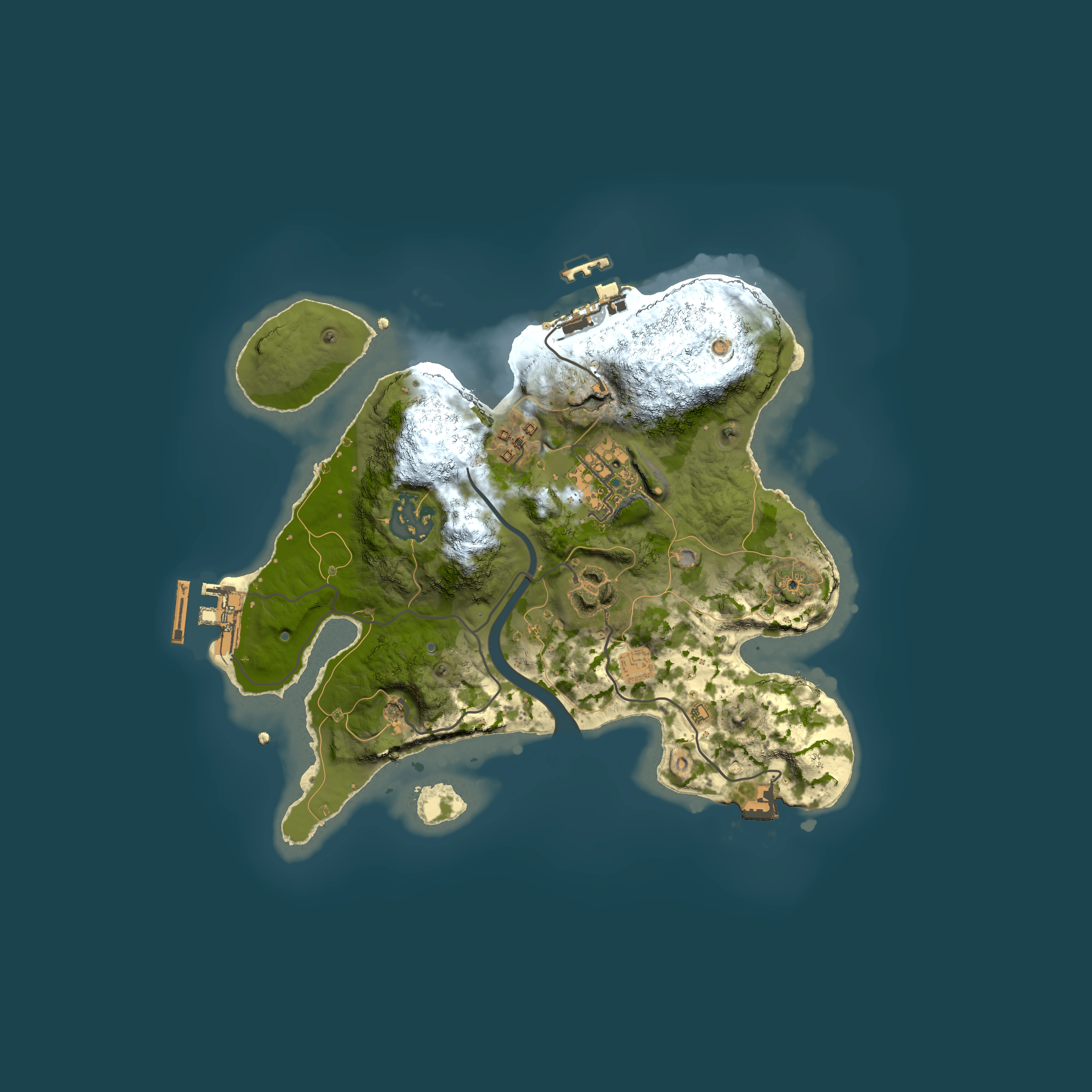 Full top-down render of Rust map seed 1960887094, 2500x2500m