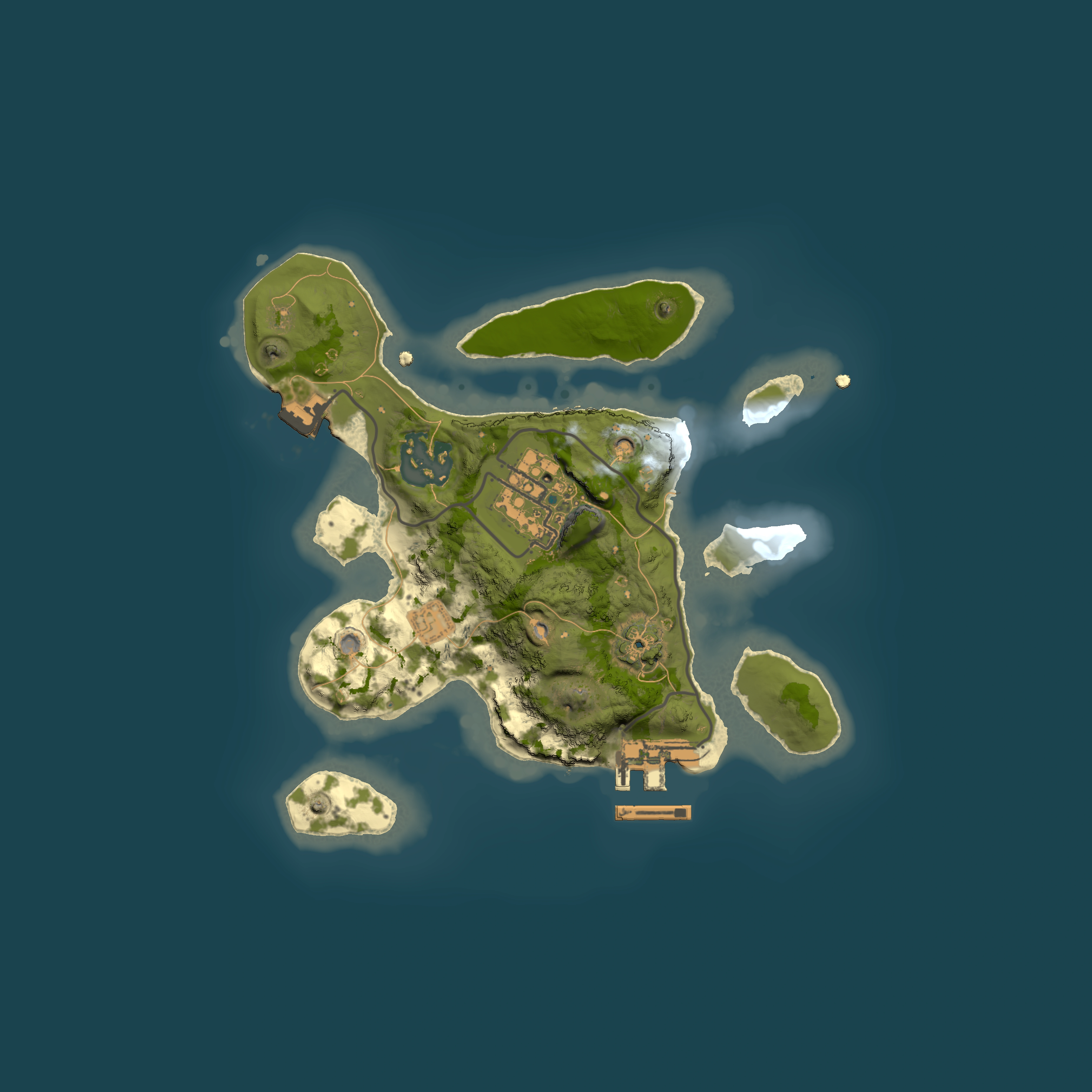 Full top-down render of Rust map seed 1463913491, 2000x2000m