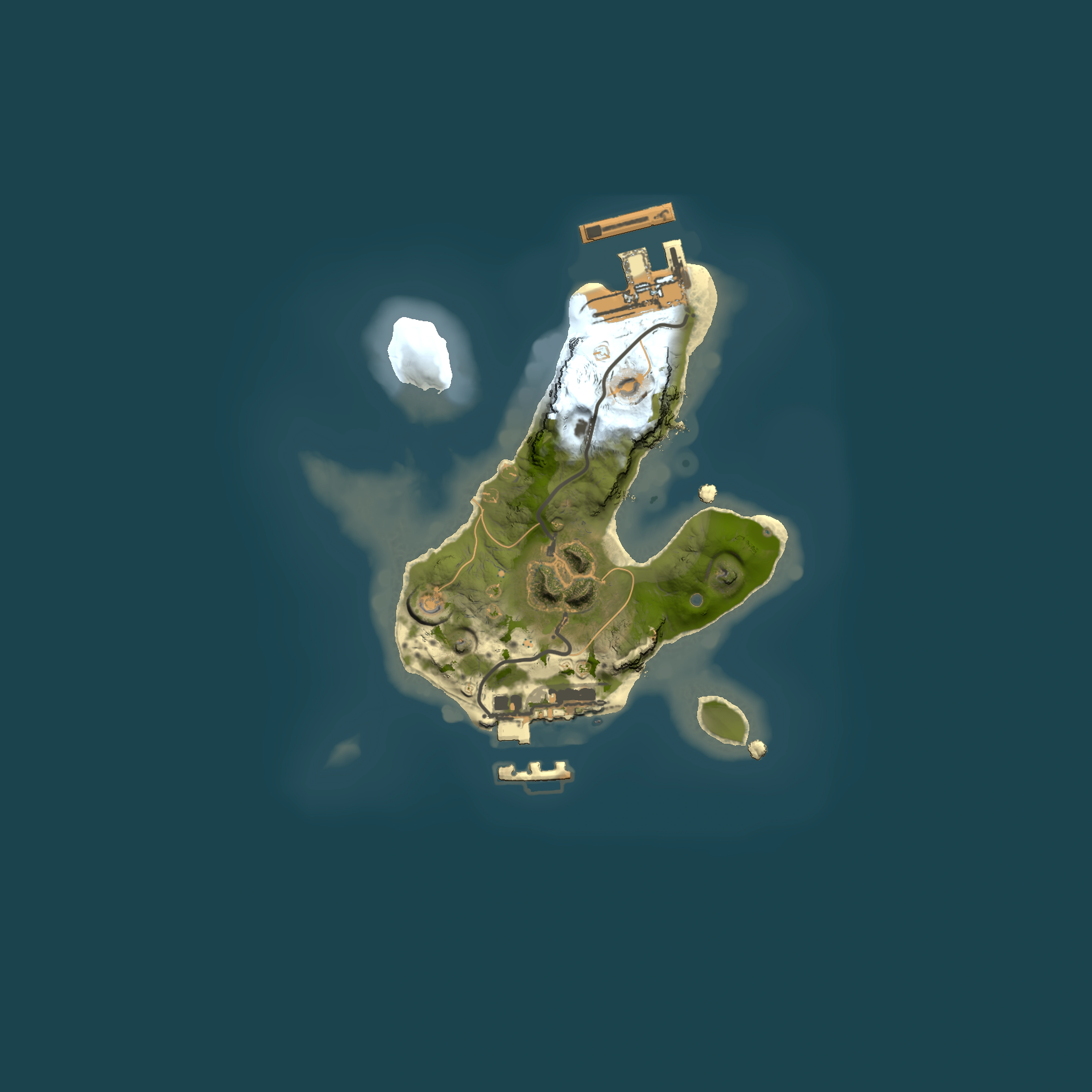 Full top-down render of Rust map seed 1535432999, 1500x1500m