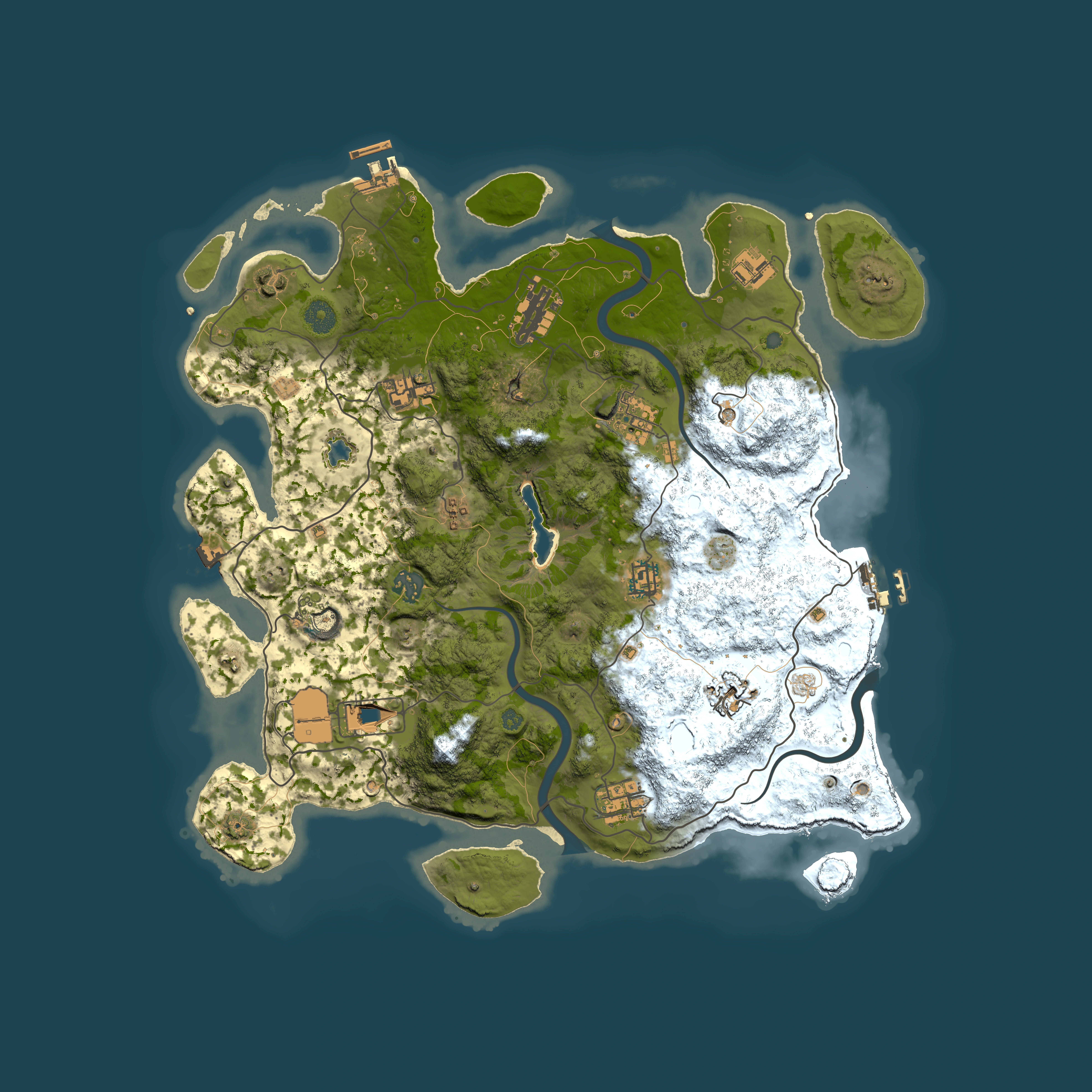 Full top-down render of Rust map seed 223765660, 4000x4000m