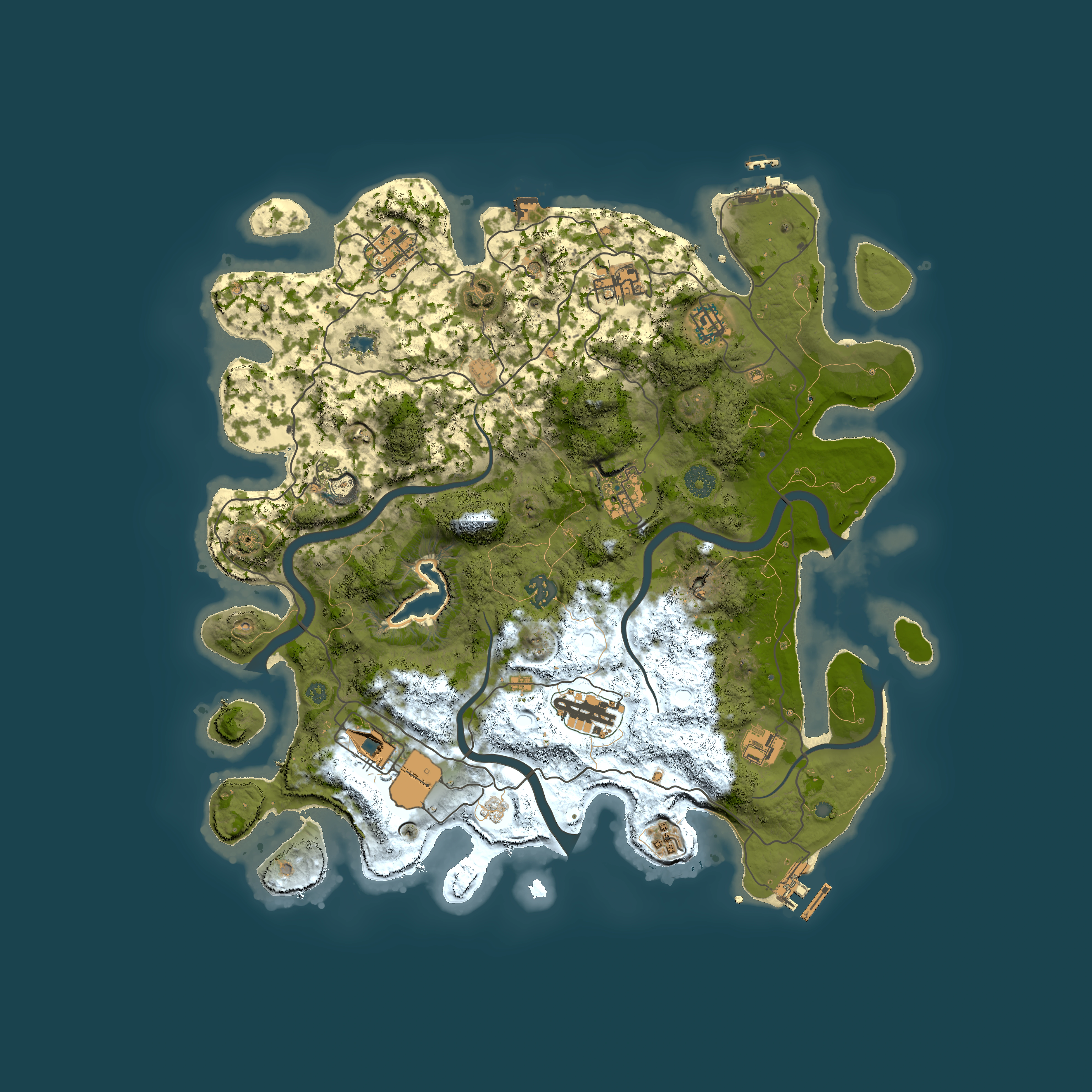 Full top-down render of Rust map seed 2109801999, 4000x4000m