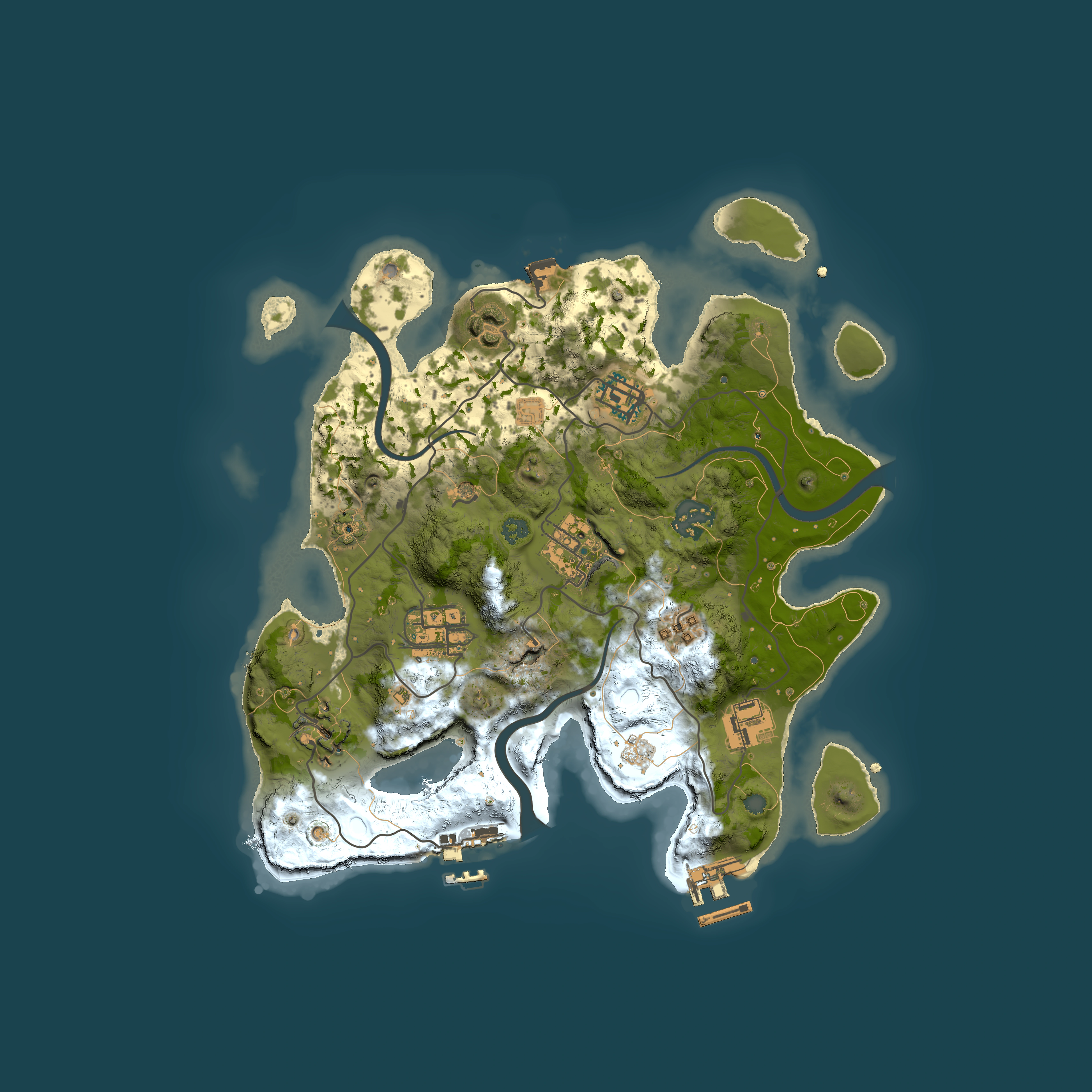 Full top-down render of Rust map seed 1245299410, 3000x3000m