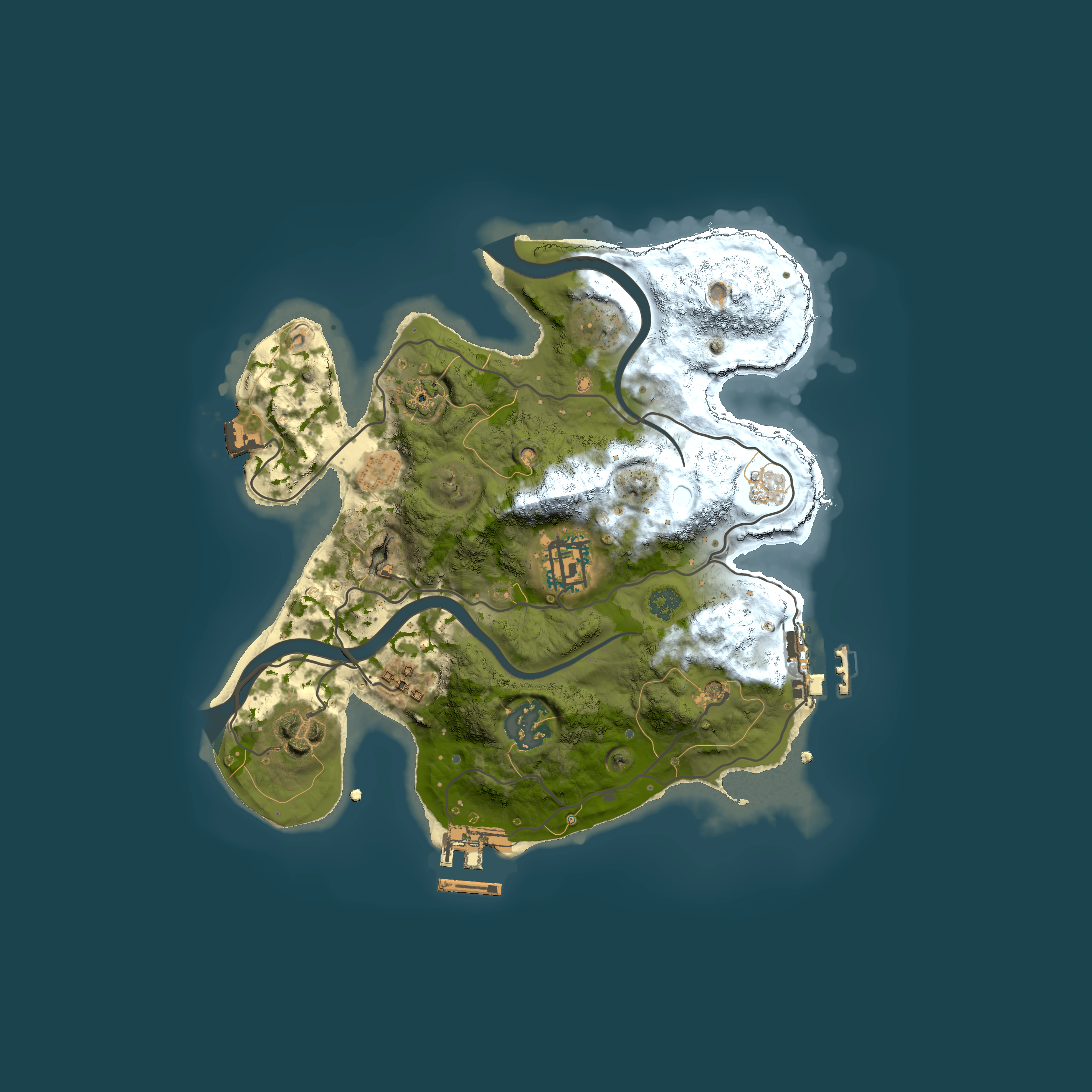 Full top-down render of Rust map seed 342570102, 2500x2500m